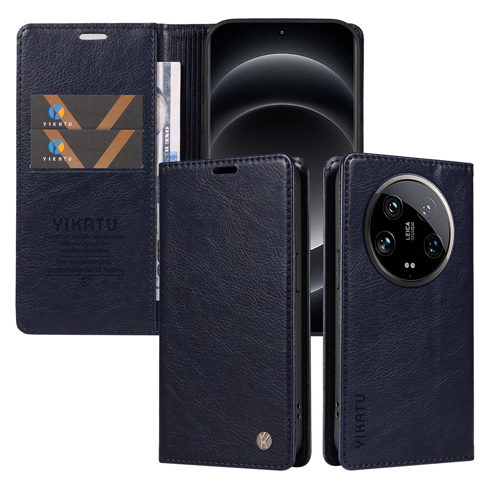 YIKATU YK-006 For Xiaomi 14 Ultra Wallet Case Magnetic Closure Leather Litchi Texture Phone Cover