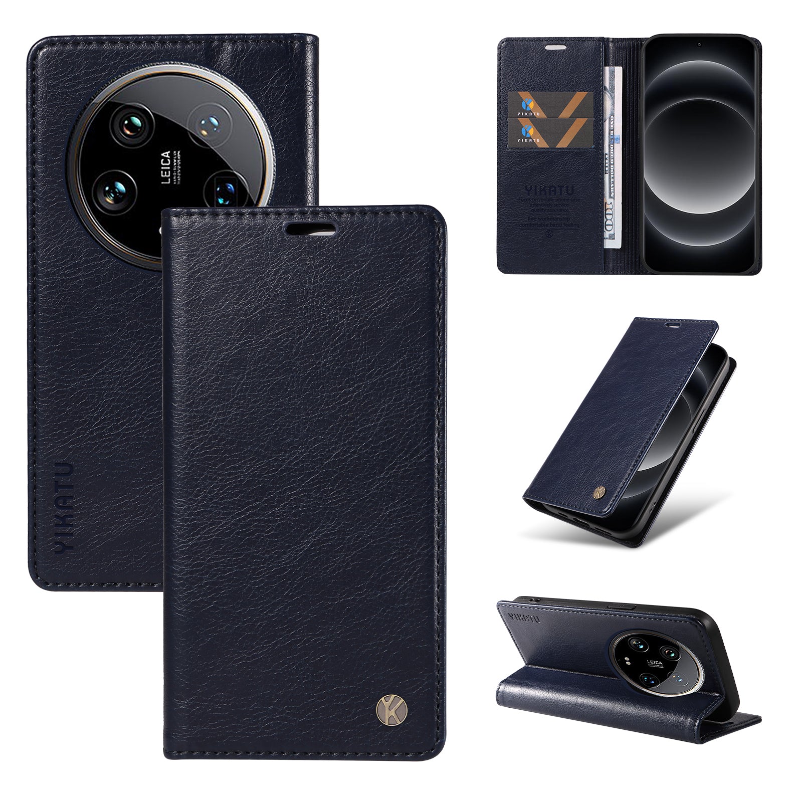 YIKATU YK-006 For Xiaomi 14 Ultra Wallet Case Magnetic Closure Leather Litchi Texture Phone Cover