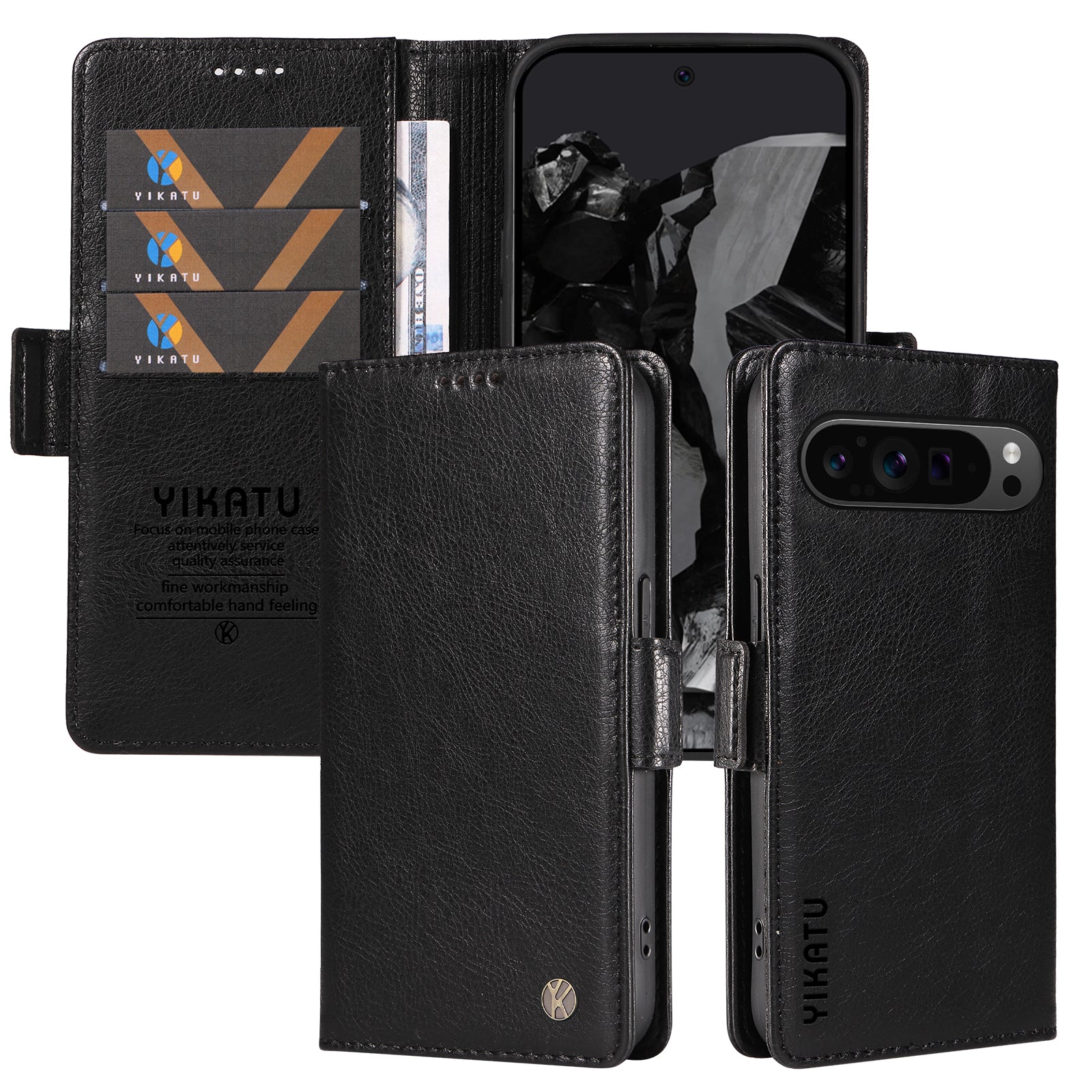 YIKATU YK-007 For Google Pixel 9 Pro Case Litchi Texture PU Leather Wallet Phone Cover
