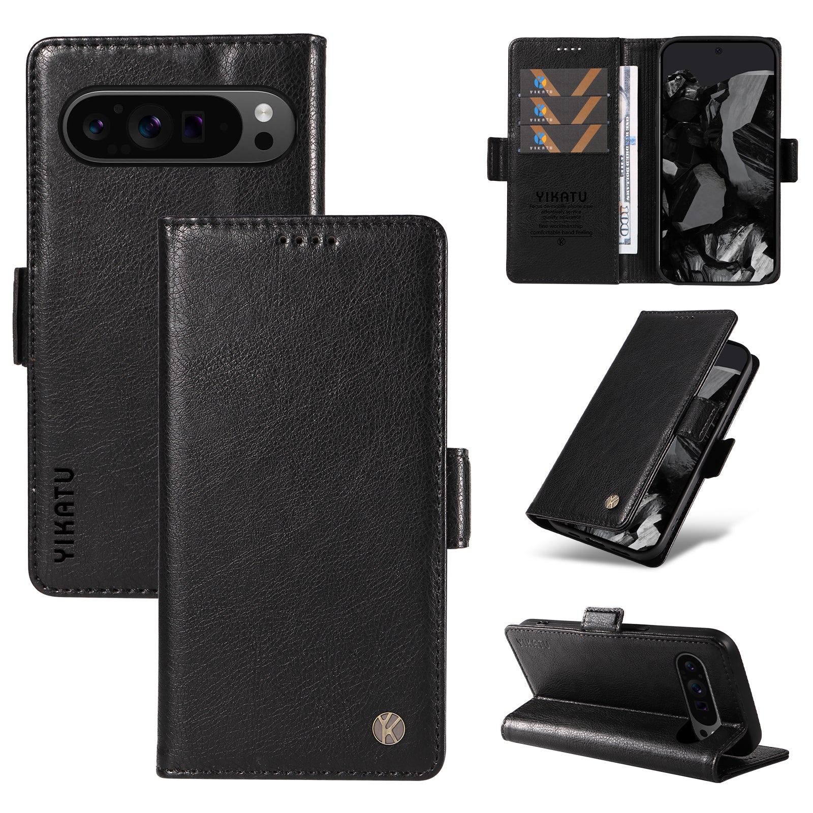 YIKATU YK-007 For Google Pixel 9 Pro Case Litchi Texture PU Leather Wallet Phone Cover
