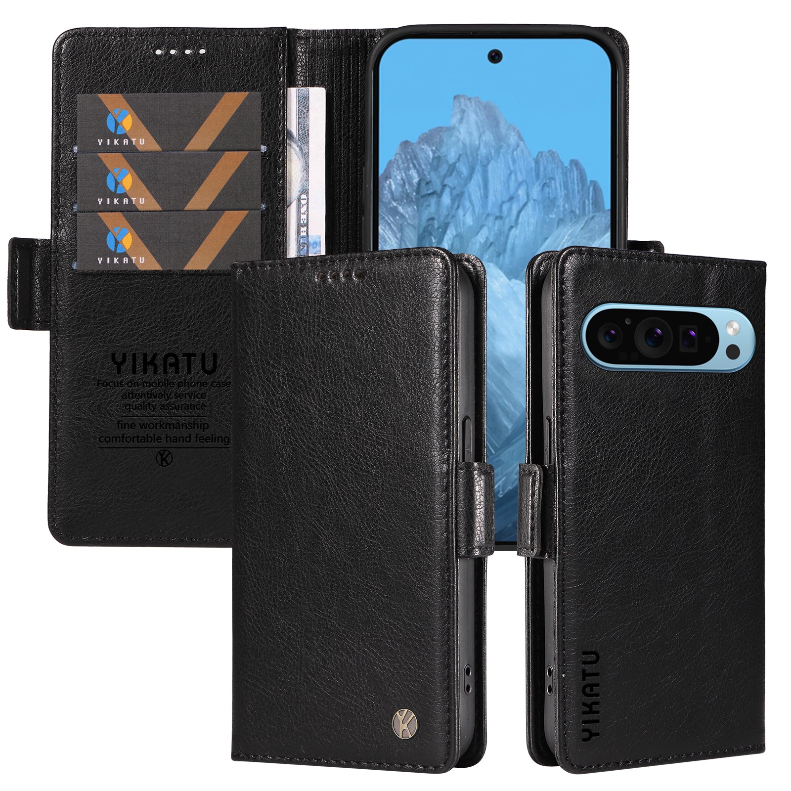 YIKATU YK-007 For Google Pixel 9 Case with Card Holder PU Leather+TPU Inner Shell Phone Cover