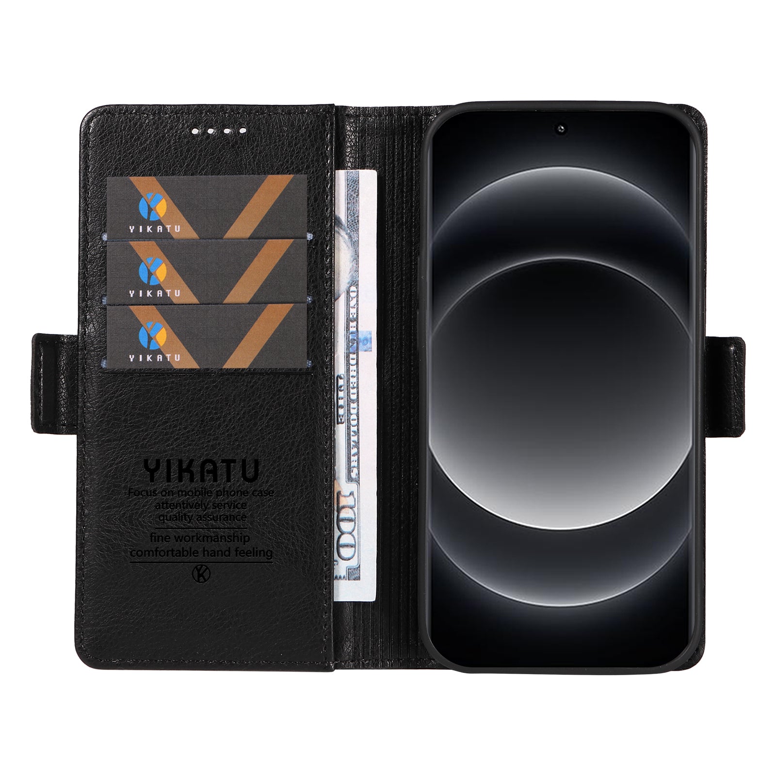 YIKATU YK-007 For Xiaomi 14 Ultra Case PU Leather Stand Folio Card Holder Phone Cover