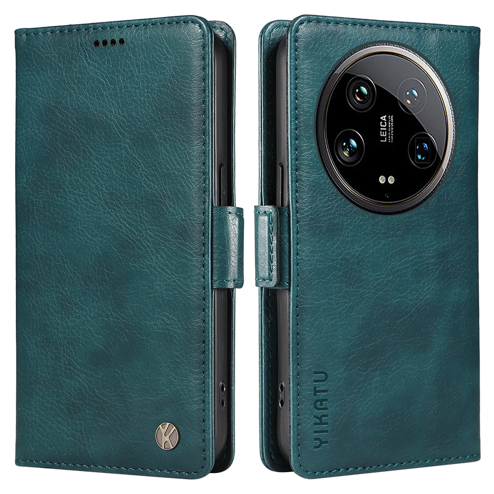 YIKATU YK-007 For Xiaomi 14 Ultra Case PU Leather Stand Folio Card Holder Phone Cover