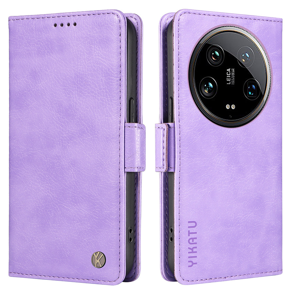 YIKATU YK-007 For Xiaomi 14 Ultra Case PU Leather Stand Folio Card Holder Phone Cover