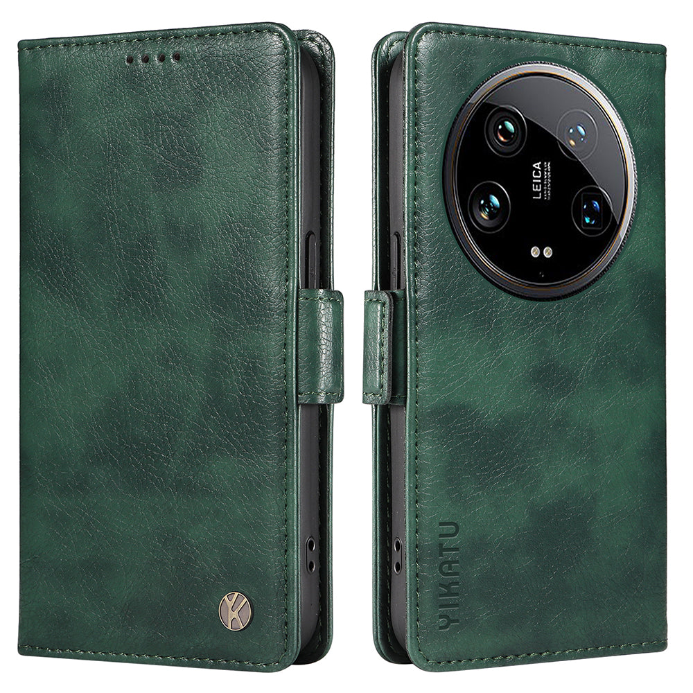 YIKATU YK-007 For Xiaomi 14 Ultra Case PU Leather Stand Folio Card Holder Phone Cover