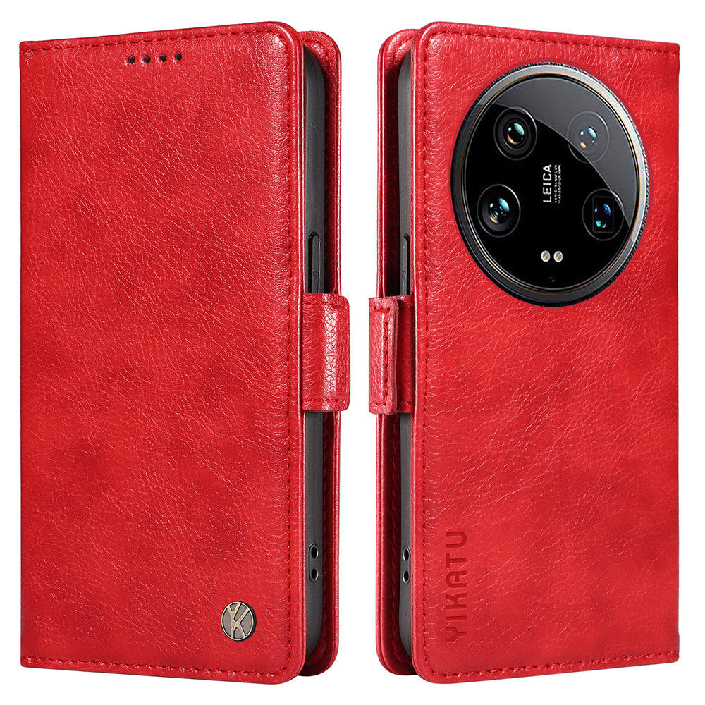 YIKATU YK-007 For Xiaomi 14 Ultra Case PU Leather Stand Folio Card Holder Phone Cover