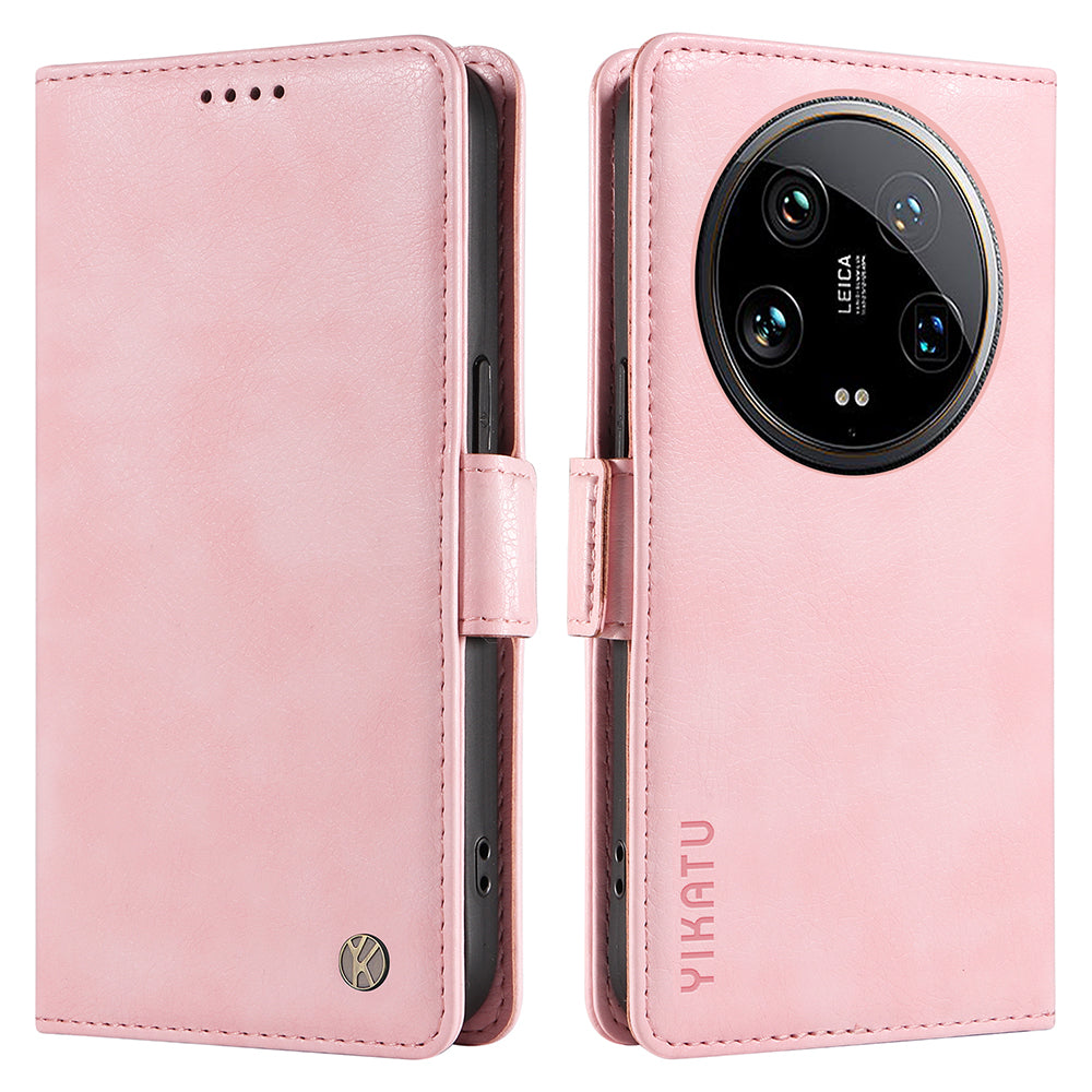 YIKATU YK-007 For Xiaomi 14 Ultra Case PU Leather Stand Folio Card Holder Phone Cover