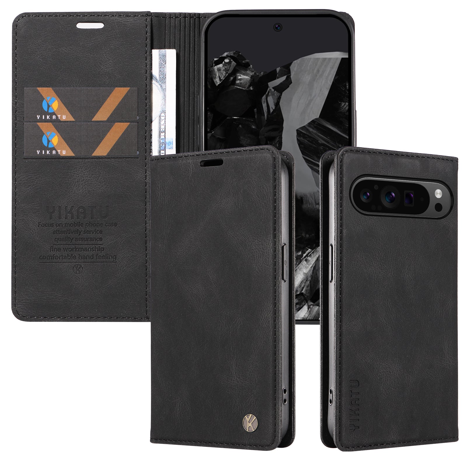 YIKATU YK-005 For Google Pixel 9 Pro Case Skin-touch Leather Card Slots Phone Cover