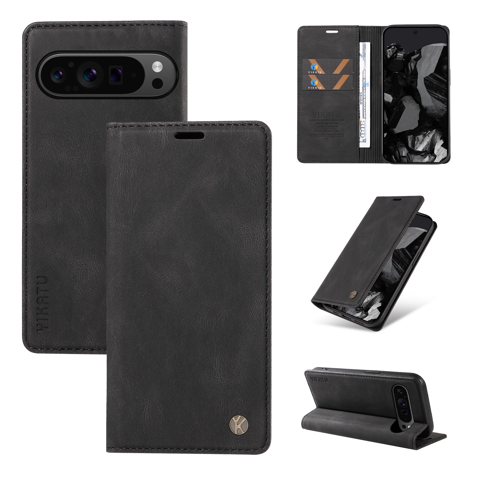 YIKATU YK-005 For Google Pixel 9 Pro Case Skin-touch Leather Card Slots Phone Cover
