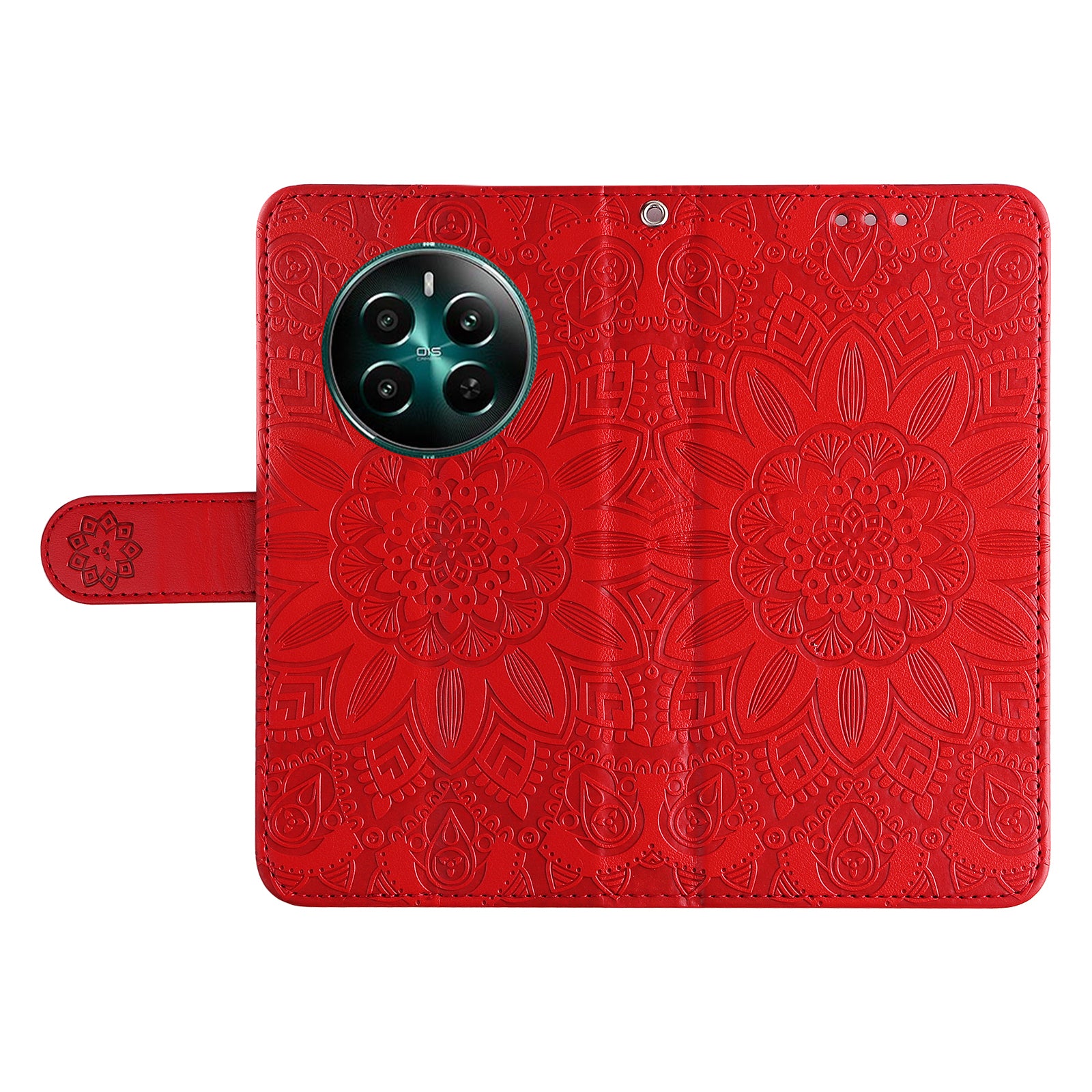 For Realme 12+ 5G Wallet Case Sunflower Imprinted Leather Flip Phone Cover