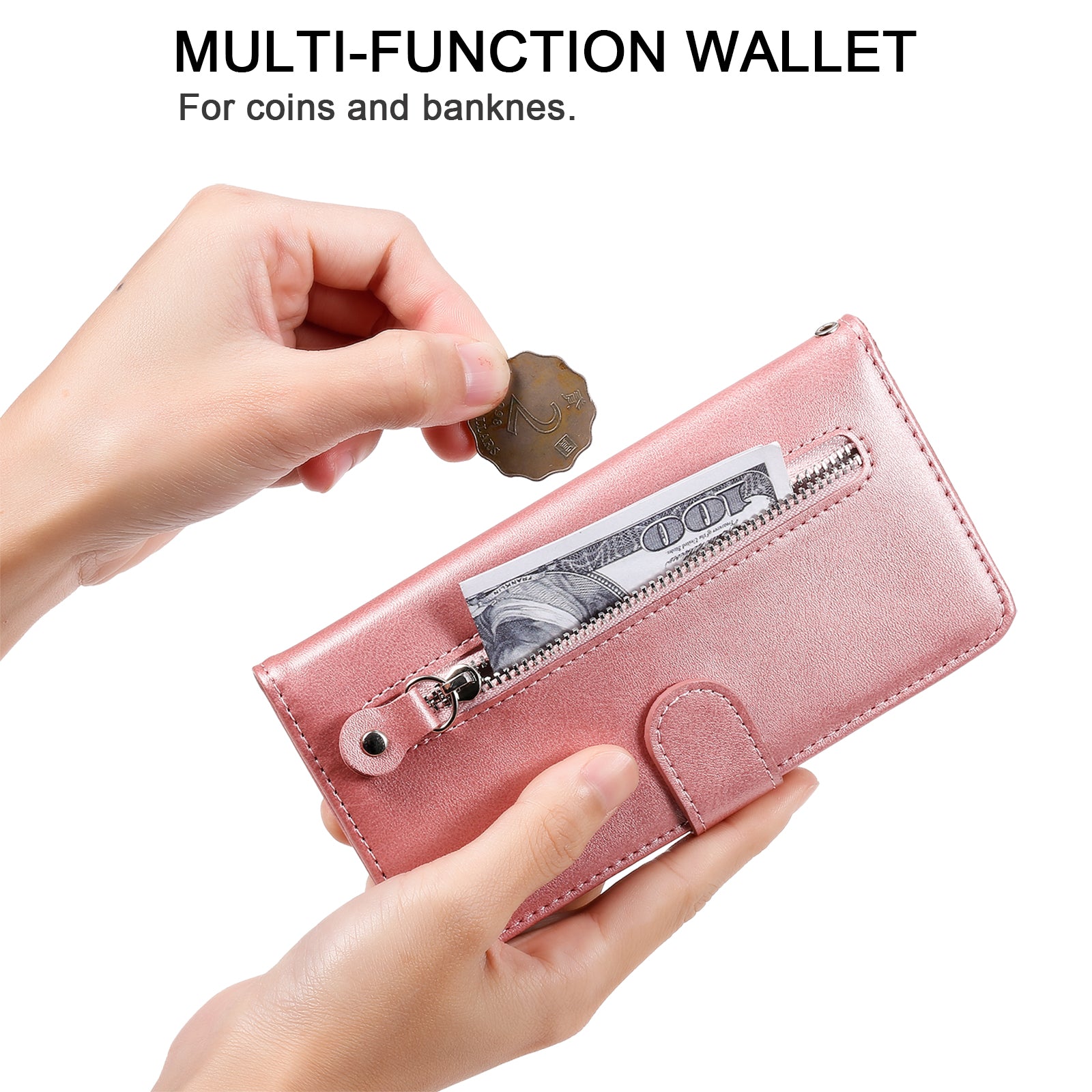 For Realme 12+ 5G Case 3 Card Holder Slots Zipper Pocket Leather Phone Cover