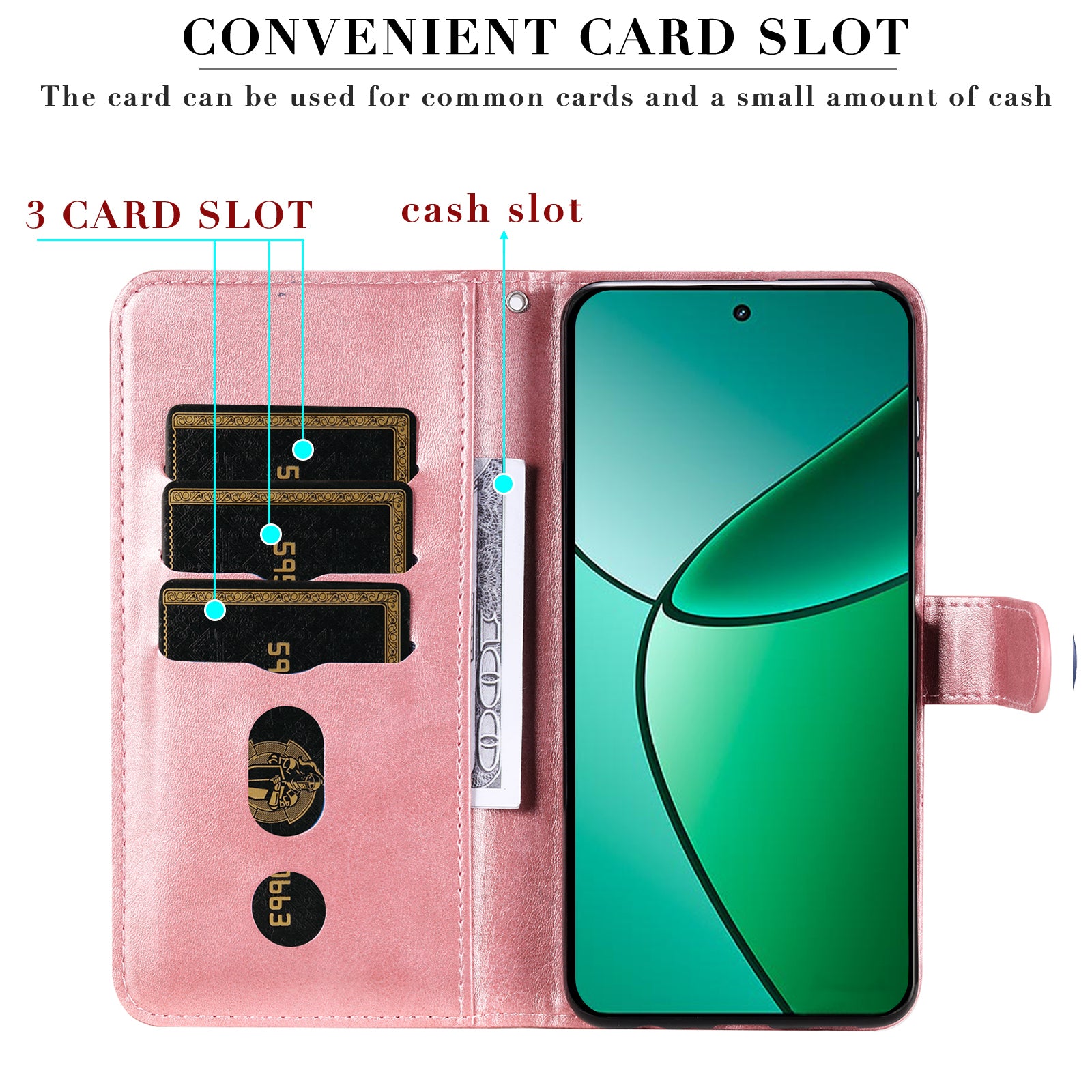For Realme 12+ 5G Case 3 Card Holder Slots Zipper Pocket Leather Phone Cover