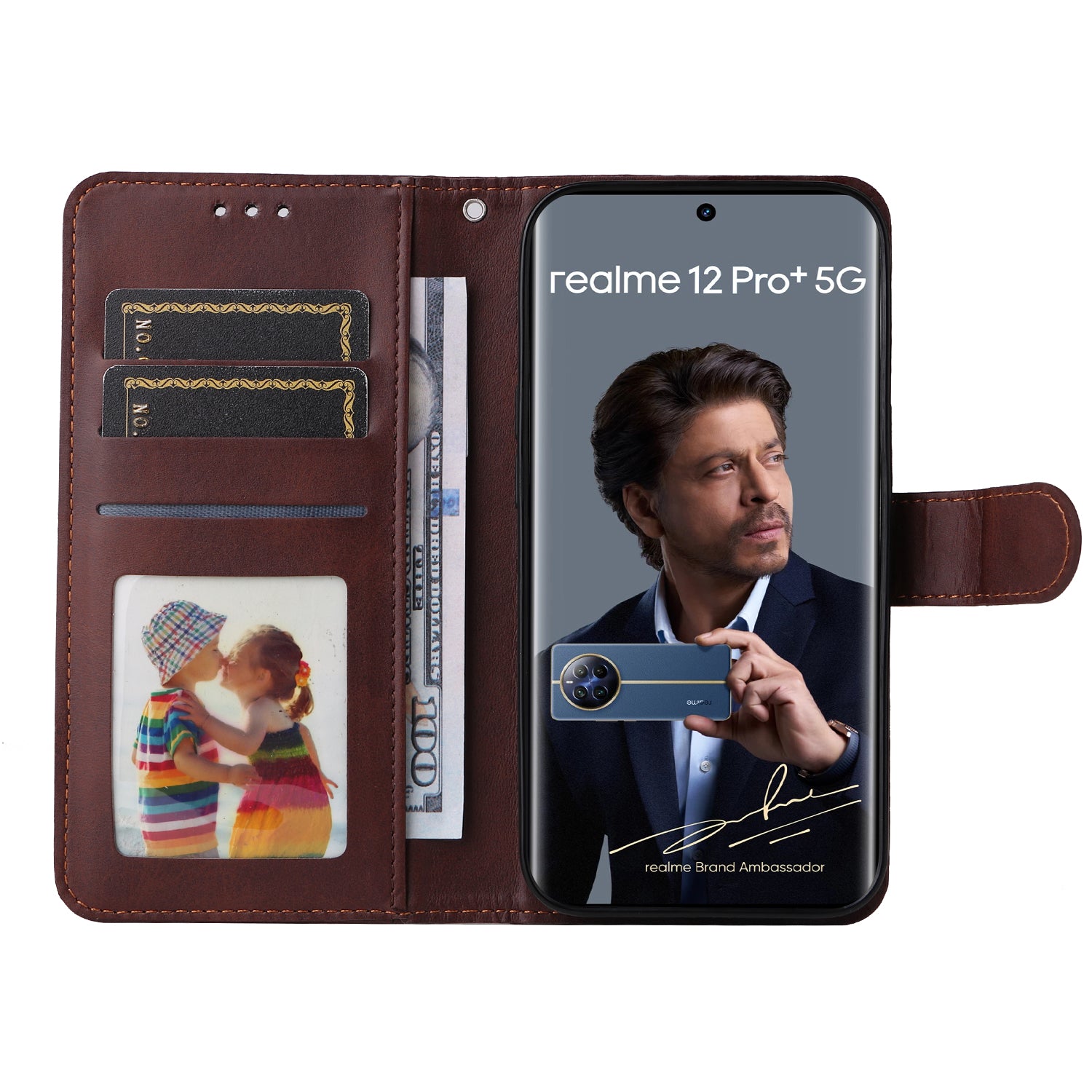 For Realme 12 Pro 5G / 12 Pro+ 5G Case Leather Folding Stand Phone Cover with 3 Card Holder