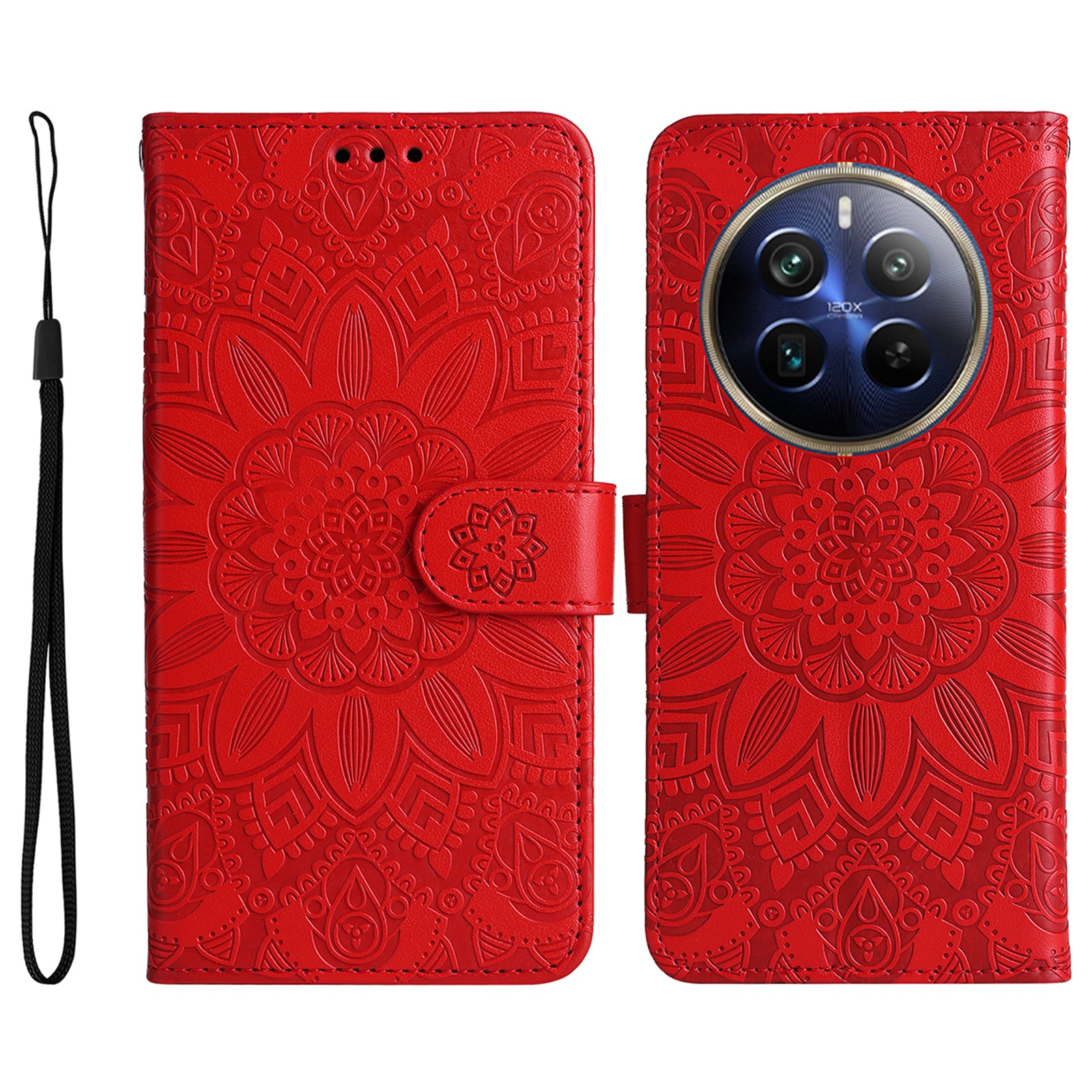 For Realme 12 Pro 5G / 12 Pro+ 5G Leather Case Imprinted Sunflower Flip Folio Wallet Phone Cover