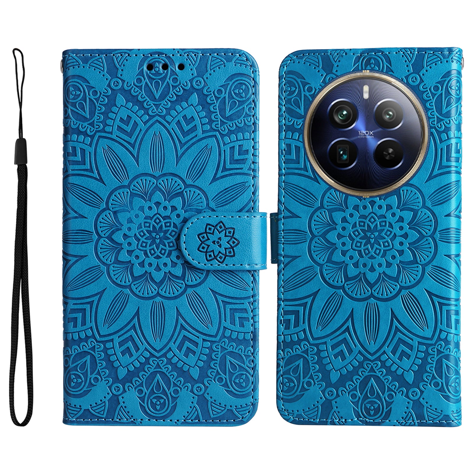For Realme 12 Pro 5G / 12 Pro+ 5G Leather Case Imprinted Sunflower Flip Folio Wallet Phone Cover