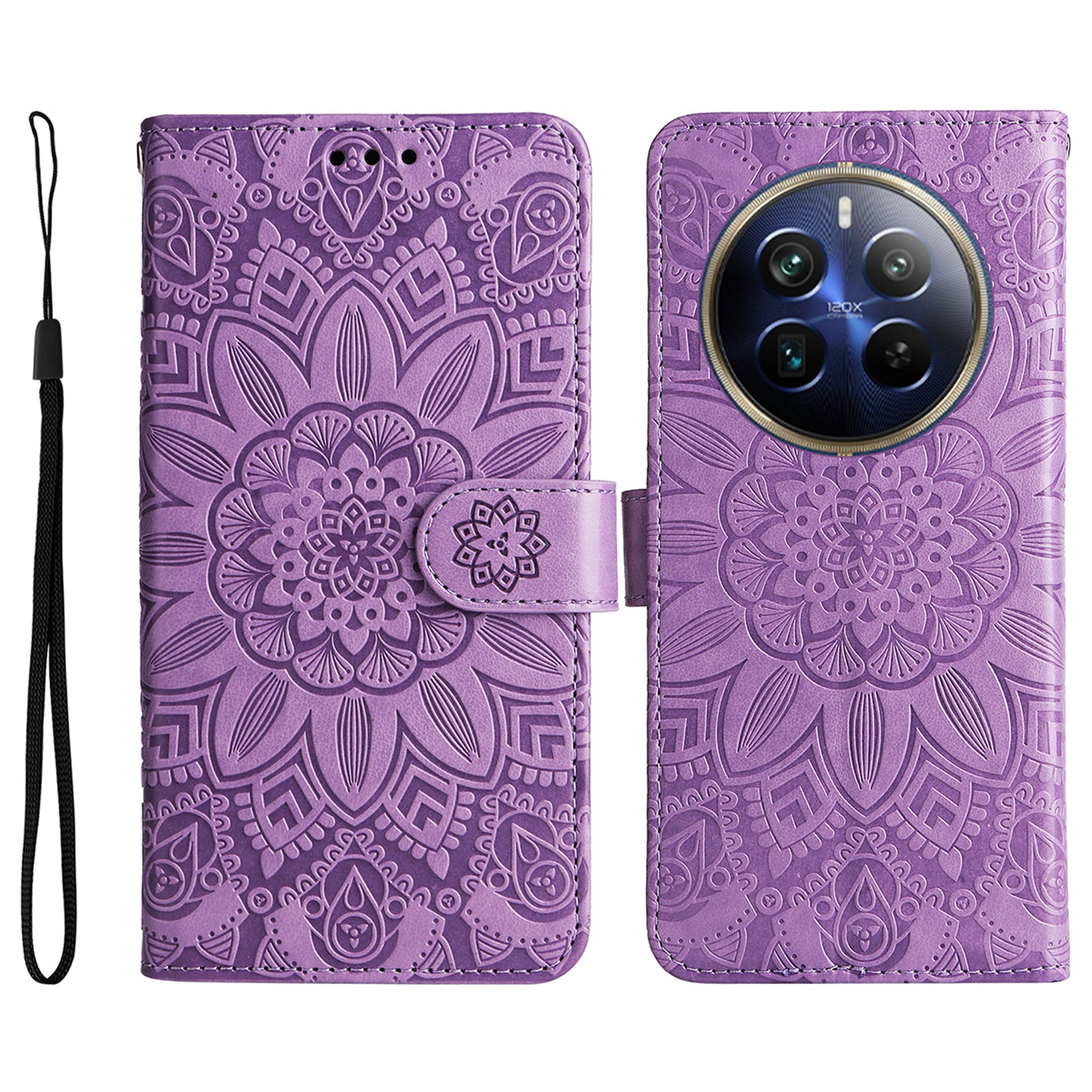 For Realme 12 Pro 5G / 12 Pro+ 5G Leather Case Imprinted Sunflower Flip Folio Wallet Phone Cover