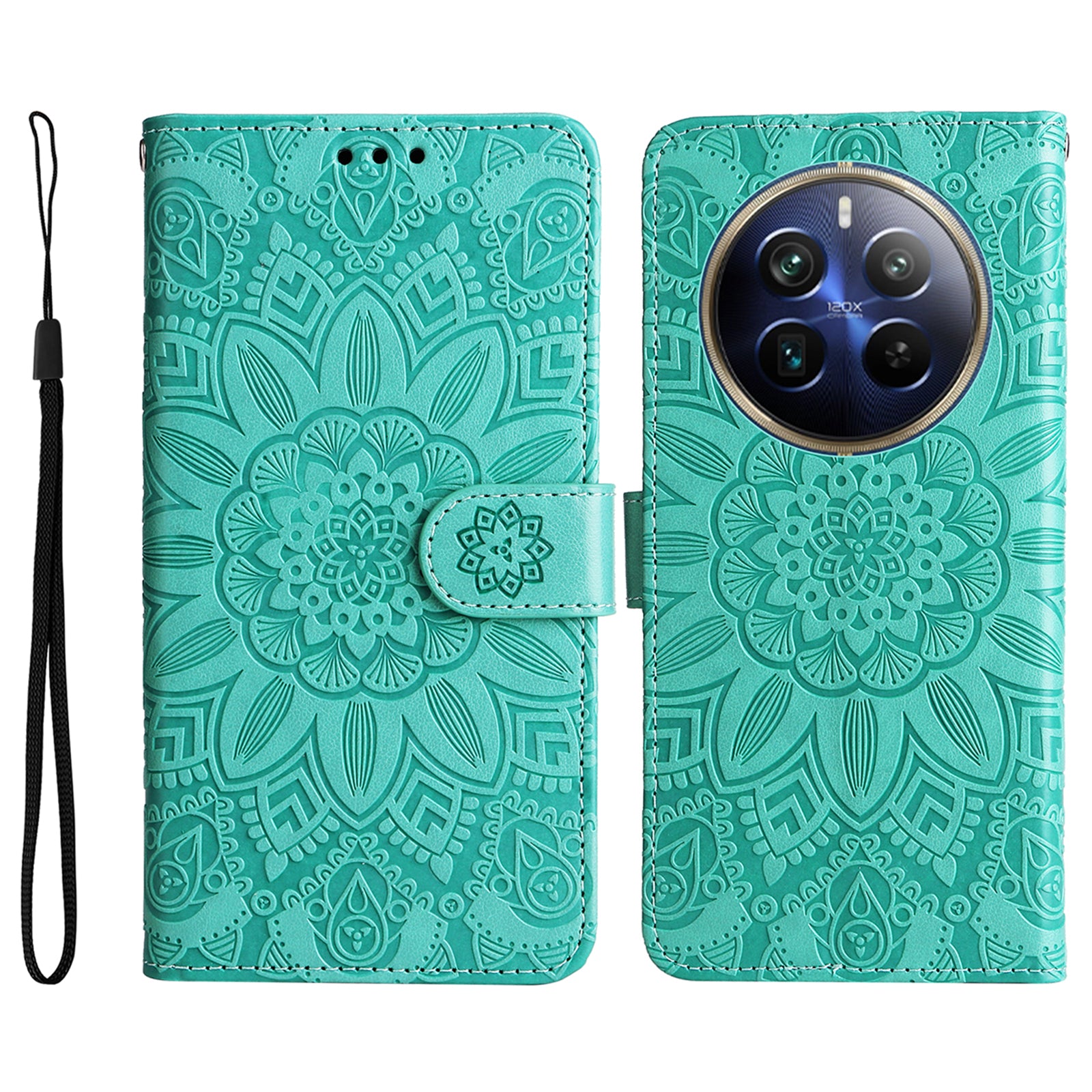 For Realme 12 Pro 5G / 12 Pro+ 5G Leather Case Imprinted Sunflower Flip Folio Wallet Phone Cover