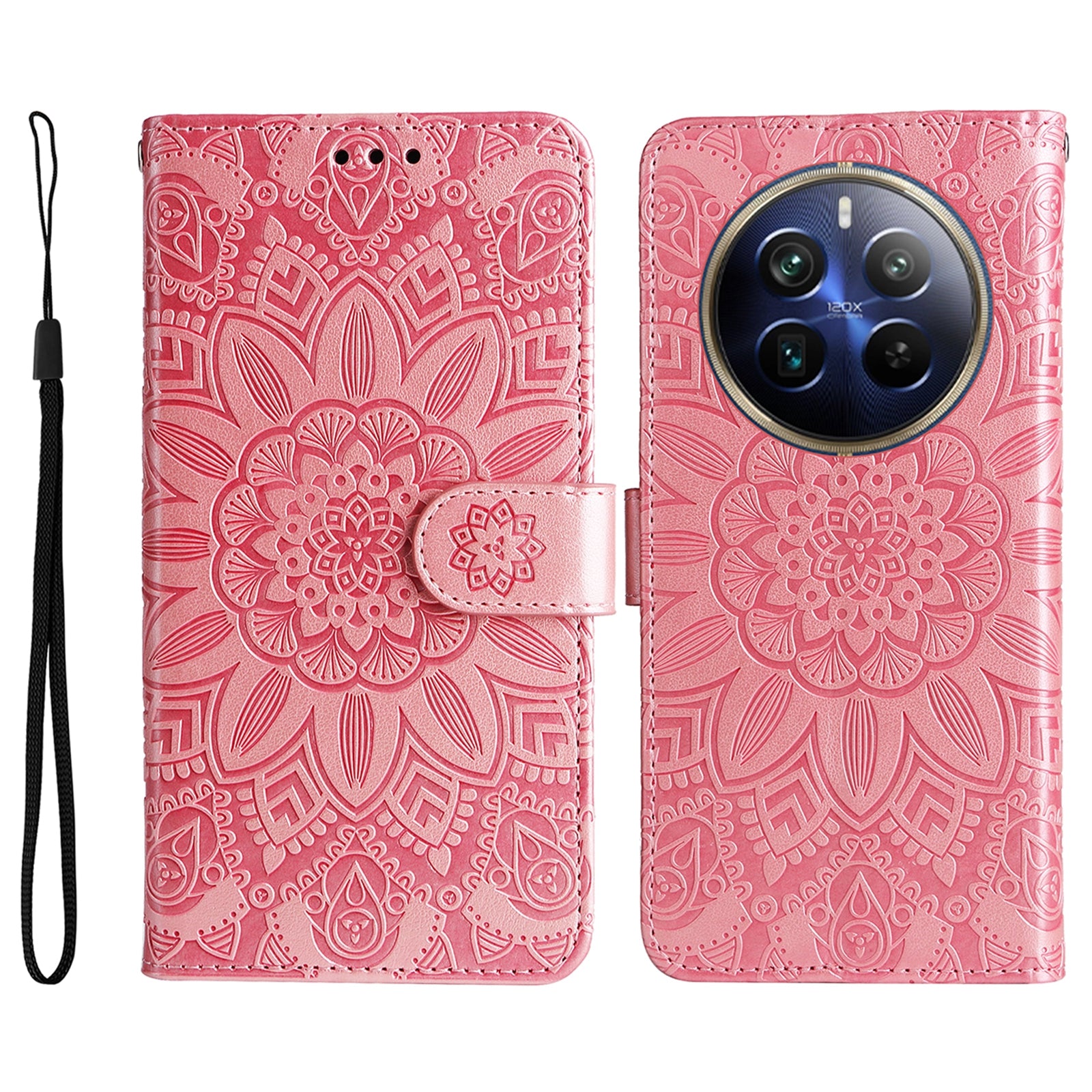 For Realme 12 Pro 5G / 12 Pro+ 5G Leather Case Imprinted Sunflower Flip Folio Wallet Phone Cover