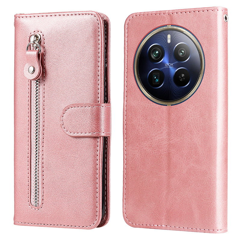 For Realme 12 Pro 5G / 12 Pro+ 5G Phone Case Zipper Pocket Flip Shockproof Leather Cover