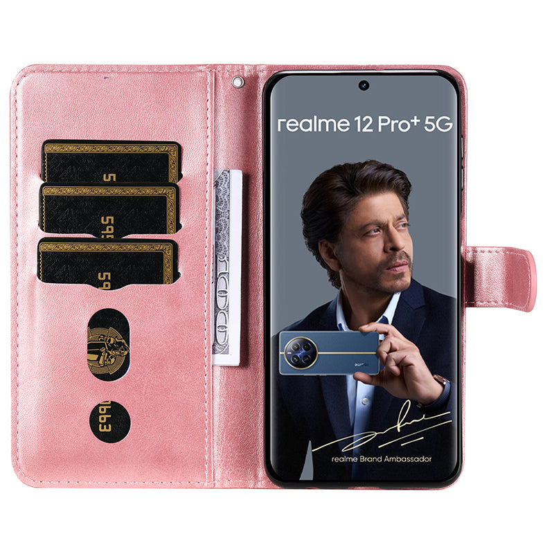 For Realme 12 Pro 5G / 12 Pro+ 5G Phone Case Zipper Pocket Flip Shockproof Leather Cover