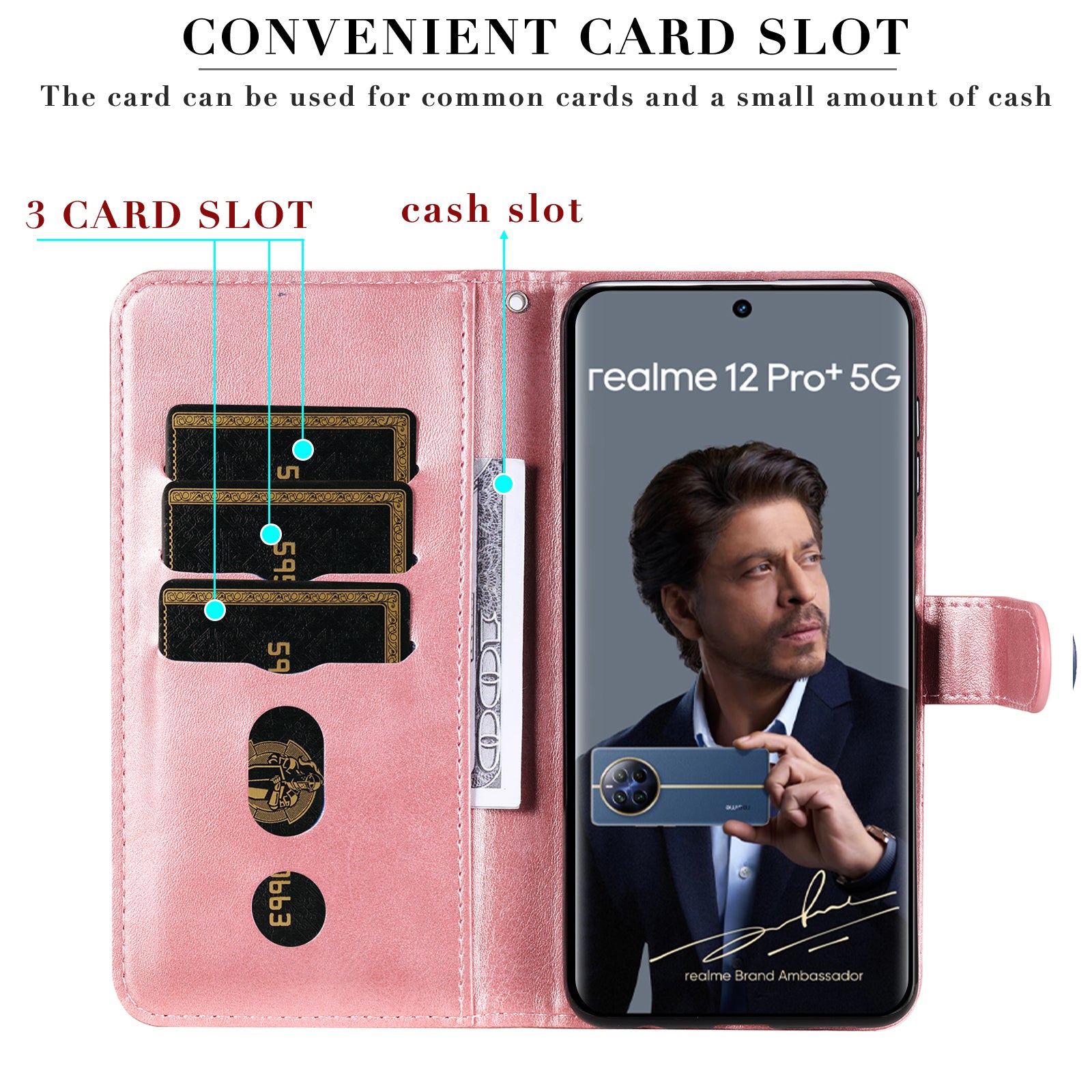 For Realme 12 Pro 5G / 12 Pro+ 5G Phone Case Zipper Pocket Flip Shockproof Leather Cover