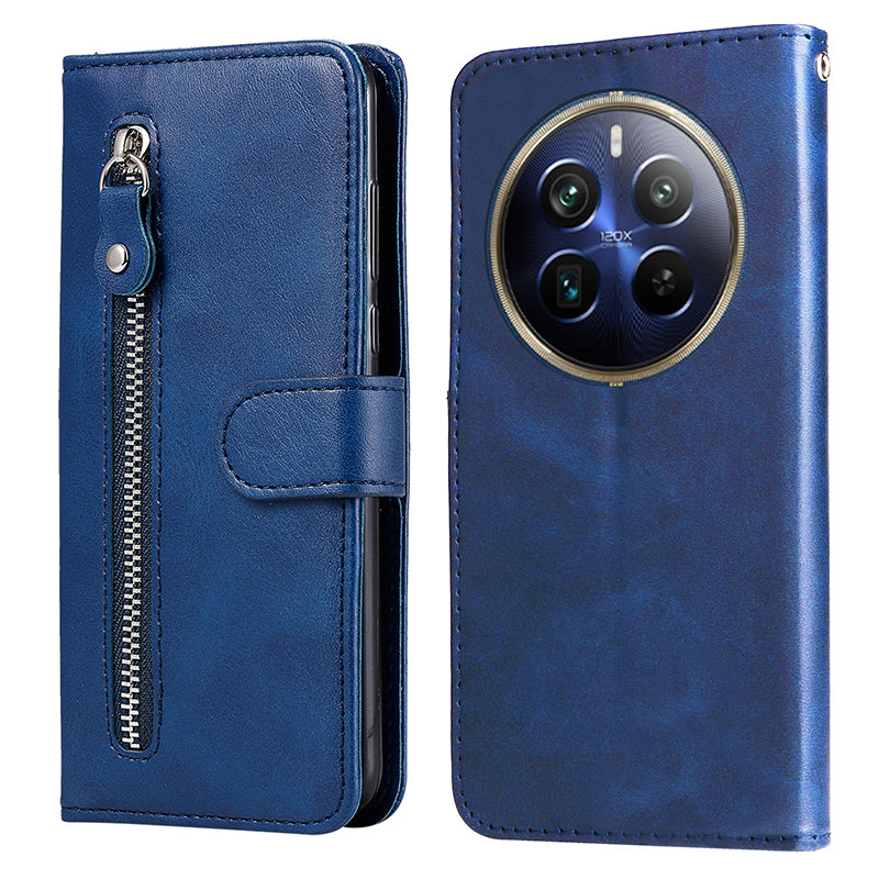 For Realme 12 Pro 5G / 12 Pro+ 5G Phone Case Zipper Pocket Flip Shockproof Leather Cover