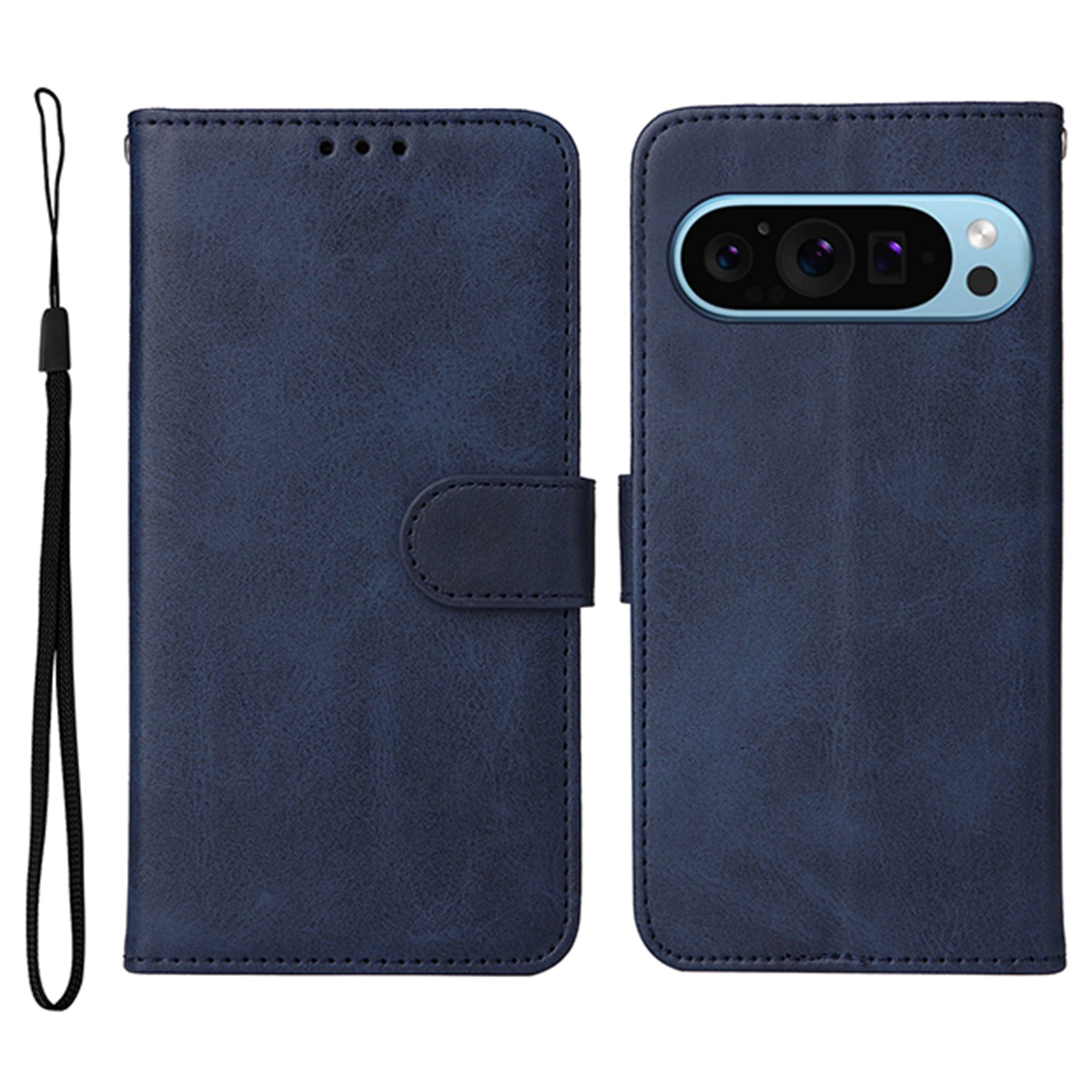 For Google Pixel 9 Leather Case 3 Card Slots Stand View Phone Cover Calf Texture