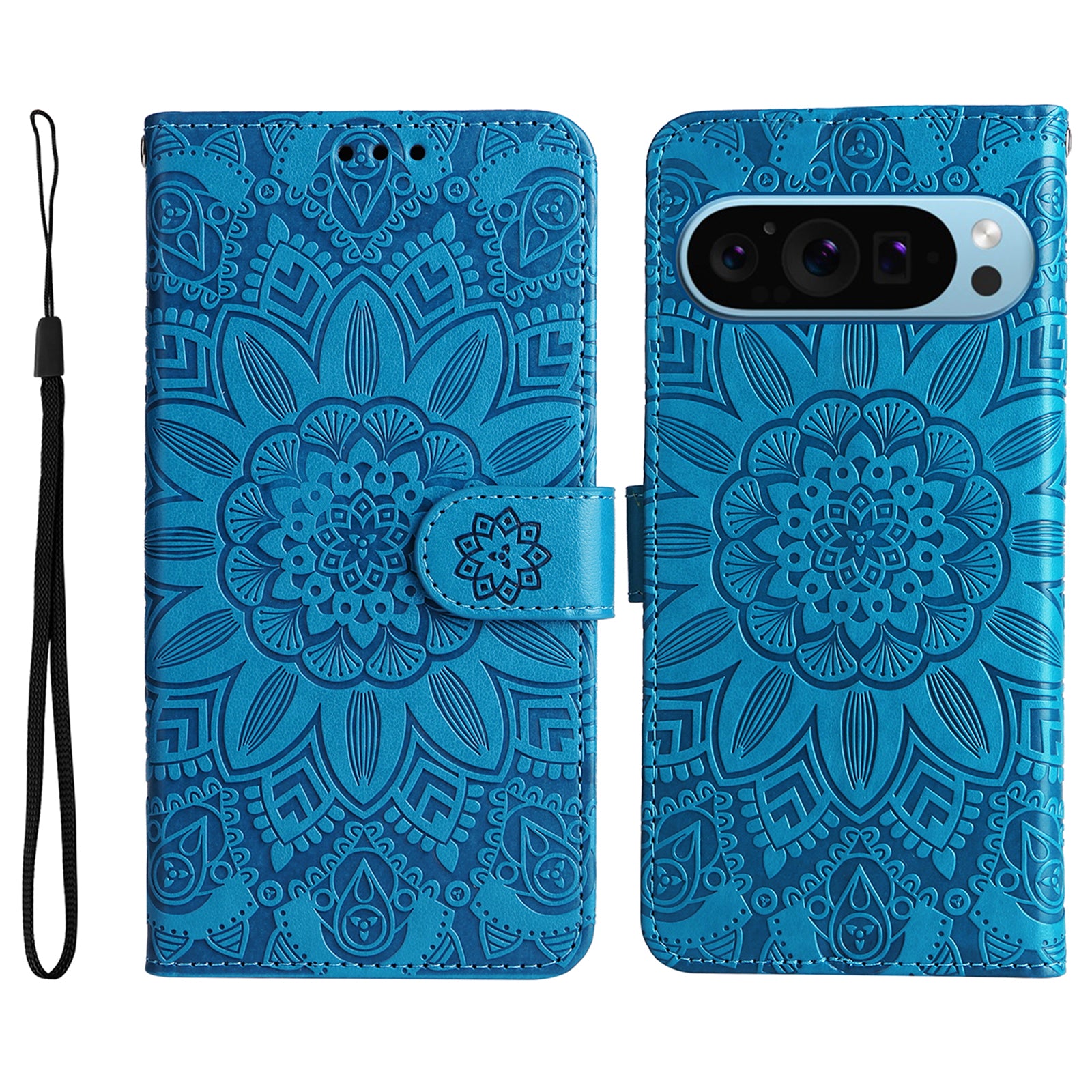 For Google Pixel 9 Case Leather Sunflower Card Holder Stand Phone Cover
