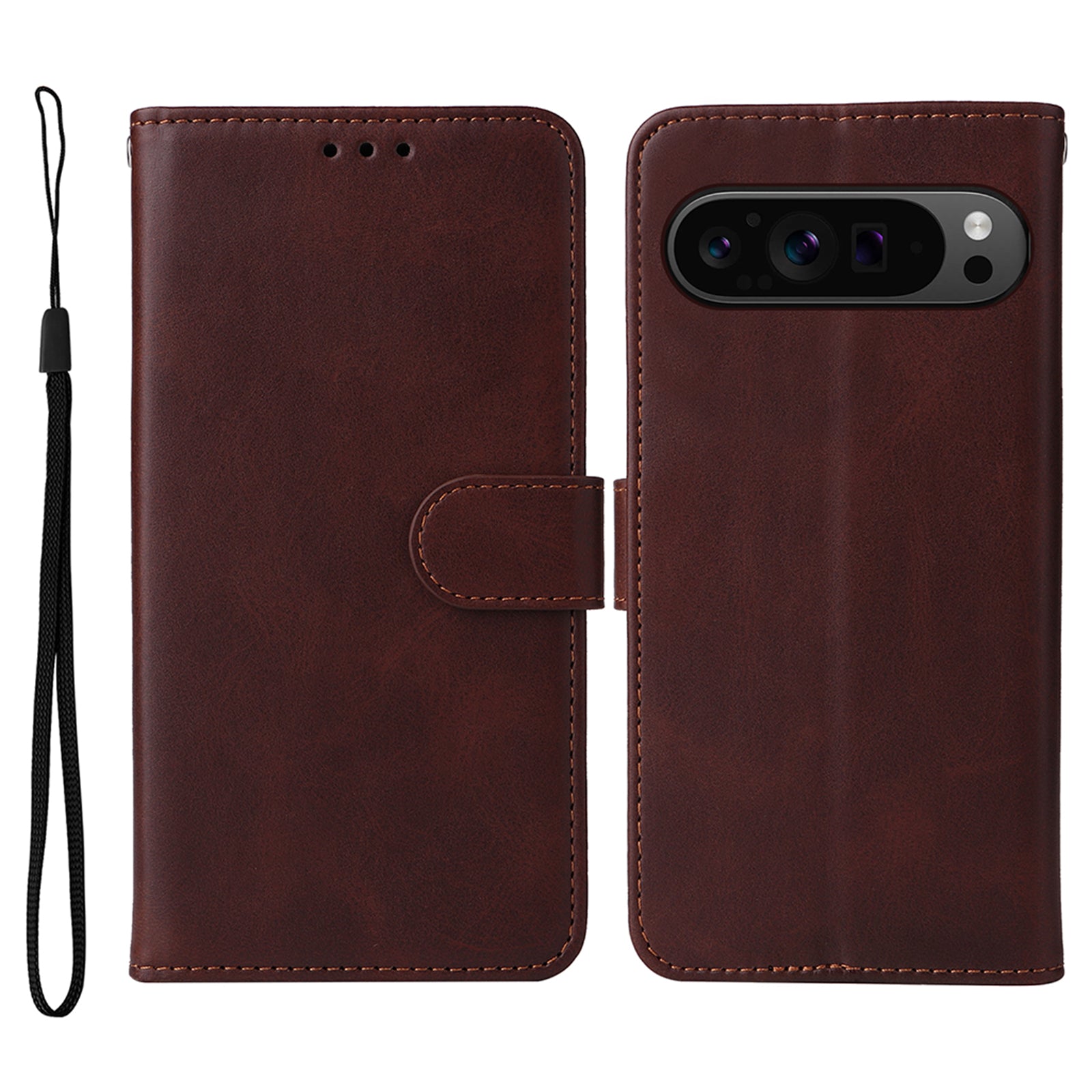 For Google Pixel 9 Pro Case PU Leather Calf Texture Wallet Flip Phone Cover