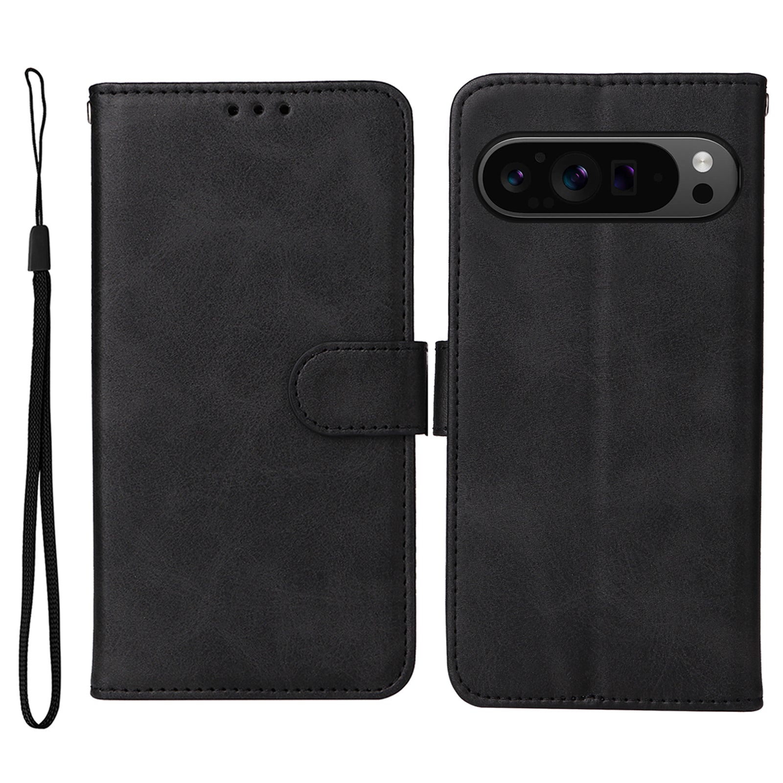 For Google Pixel 9 Pro Case PU Leather Calf Texture Wallet Flip Phone Cover