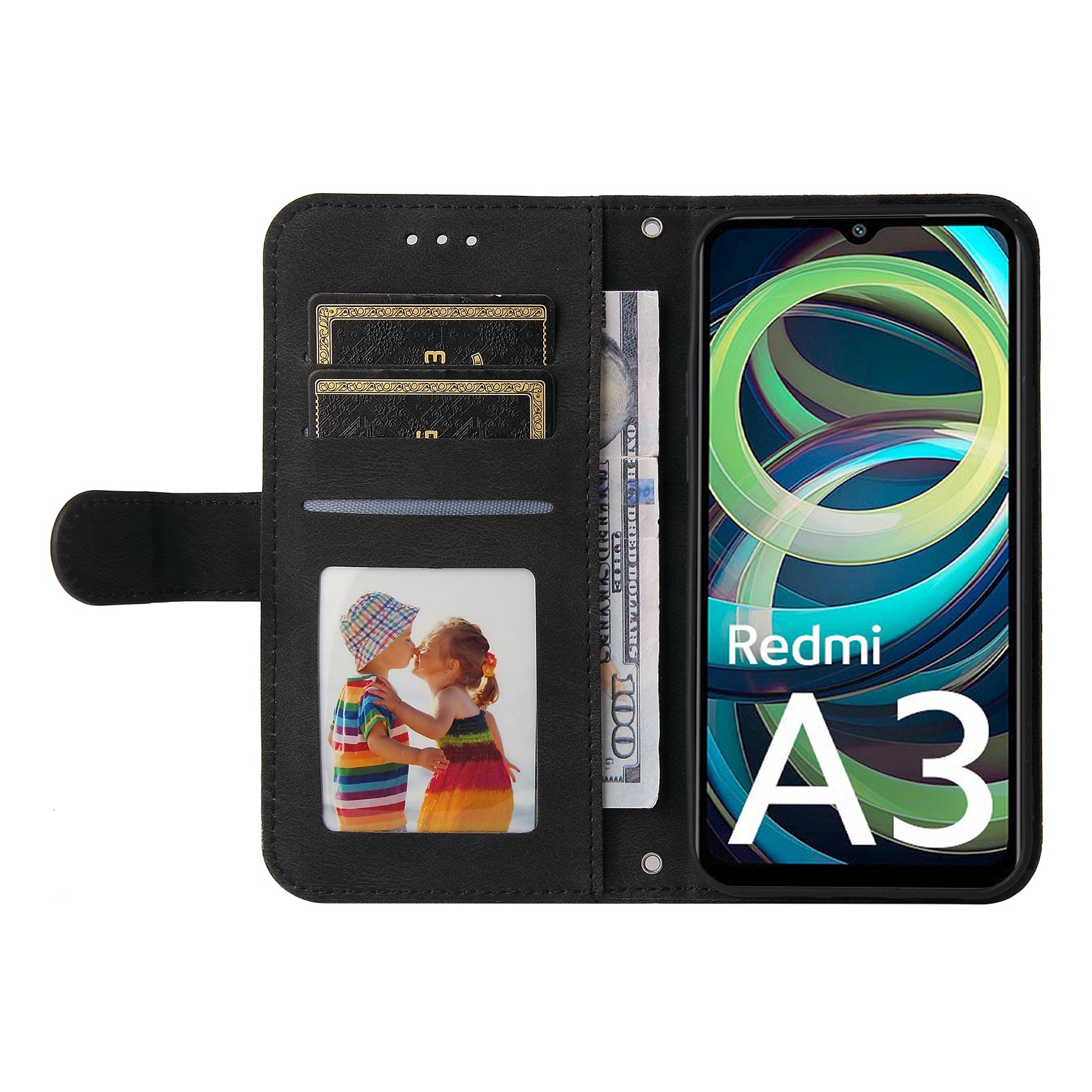 For Xiaomi Redmi A3 / Poco C61 4G Case PU Leather Phone Wallet Cover with Stand