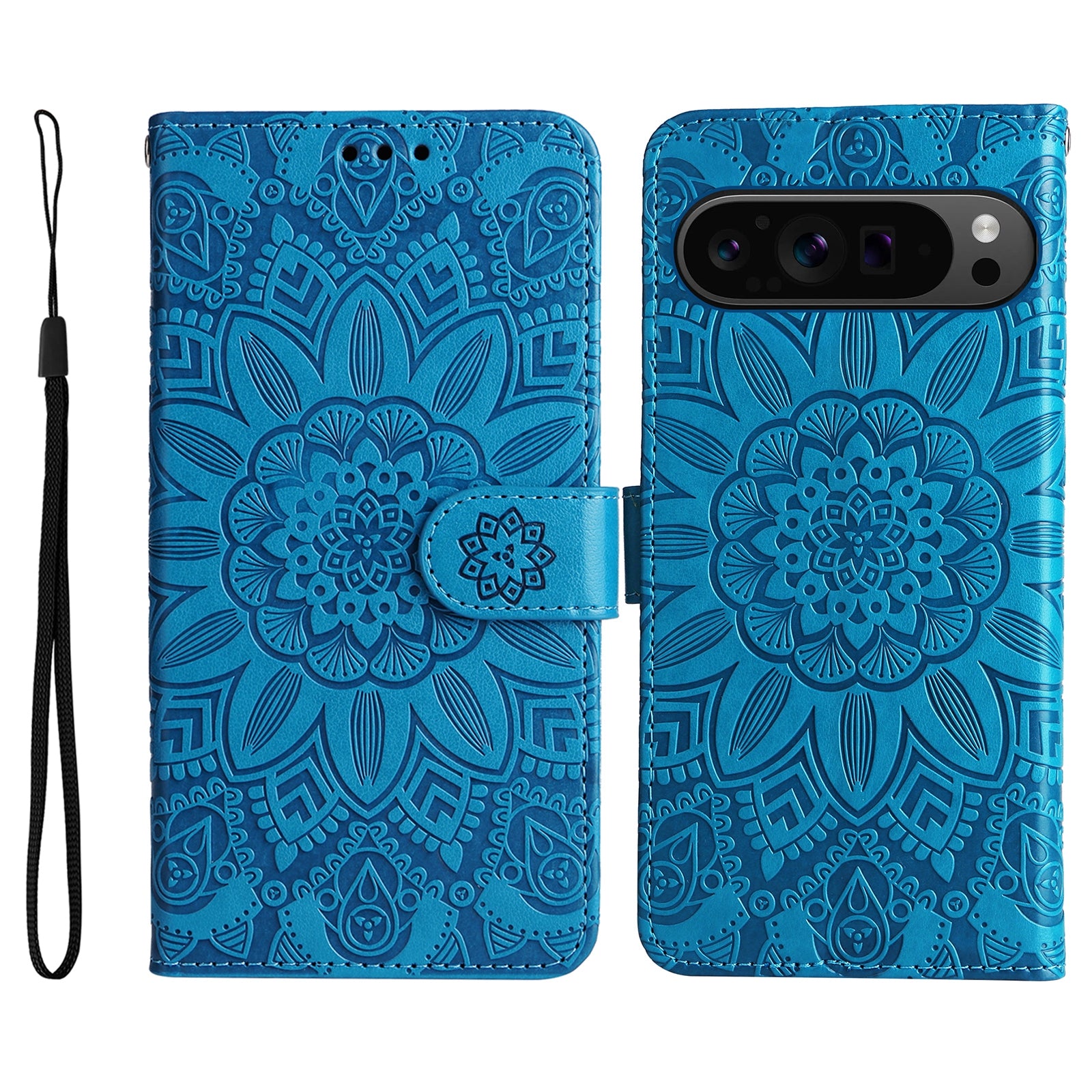For Google Pixel 9 Pro Case Foldable Stand Imprinted Flower Phone Cover