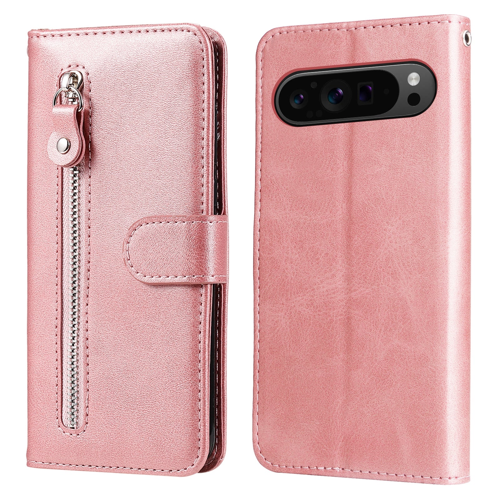 For Google Pixel 9 Pro Cell Phone Cases Zipper Pocket Leather Shockproof Cover