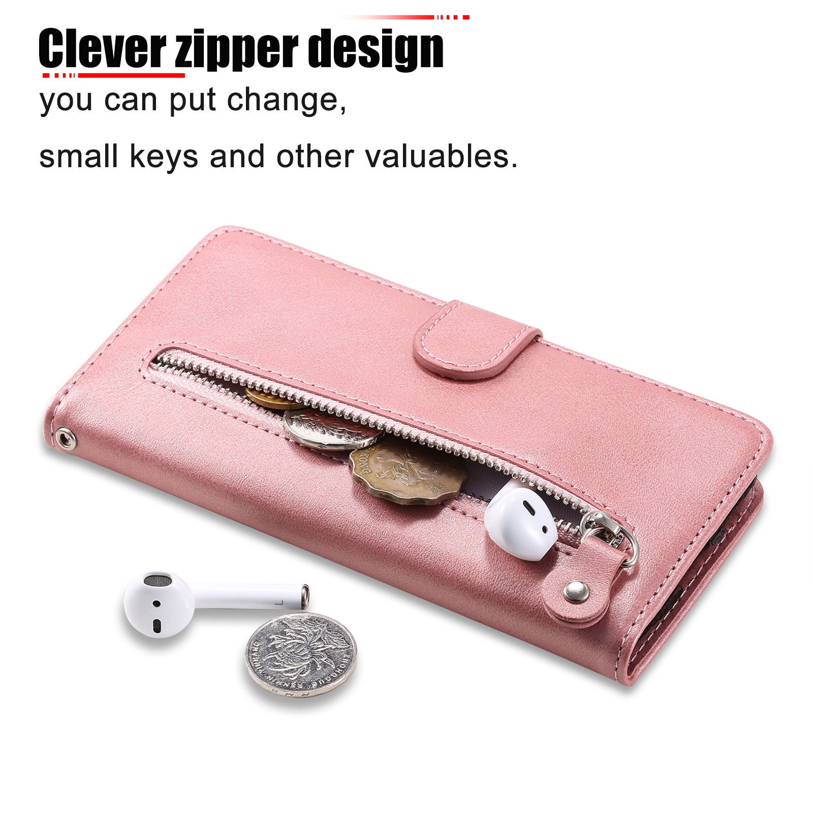 For Google Pixel 9 Pro Cell Phone Cases Zipper Pocket Leather Shockproof Cover