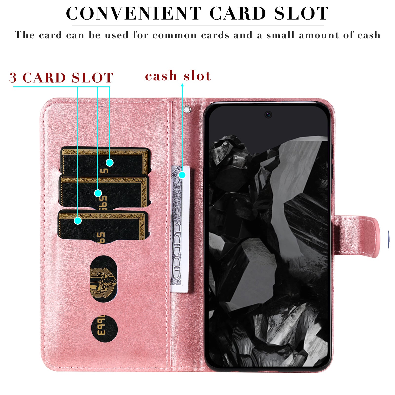 For Google Pixel 9 Pro Cell Phone Cases Zipper Pocket Leather Shockproof Cover