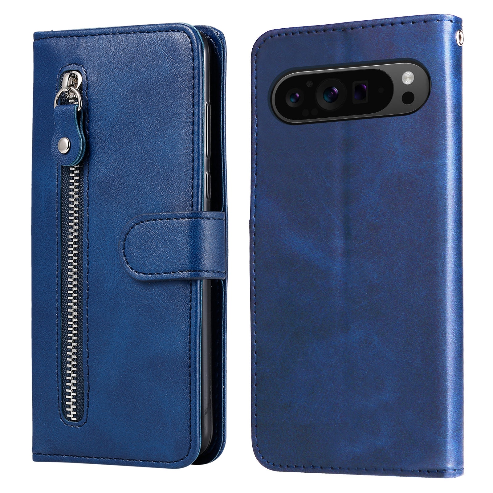 For Google Pixel 9 Pro Cell Phone Cases Zipper Pocket Leather Shockproof Cover
