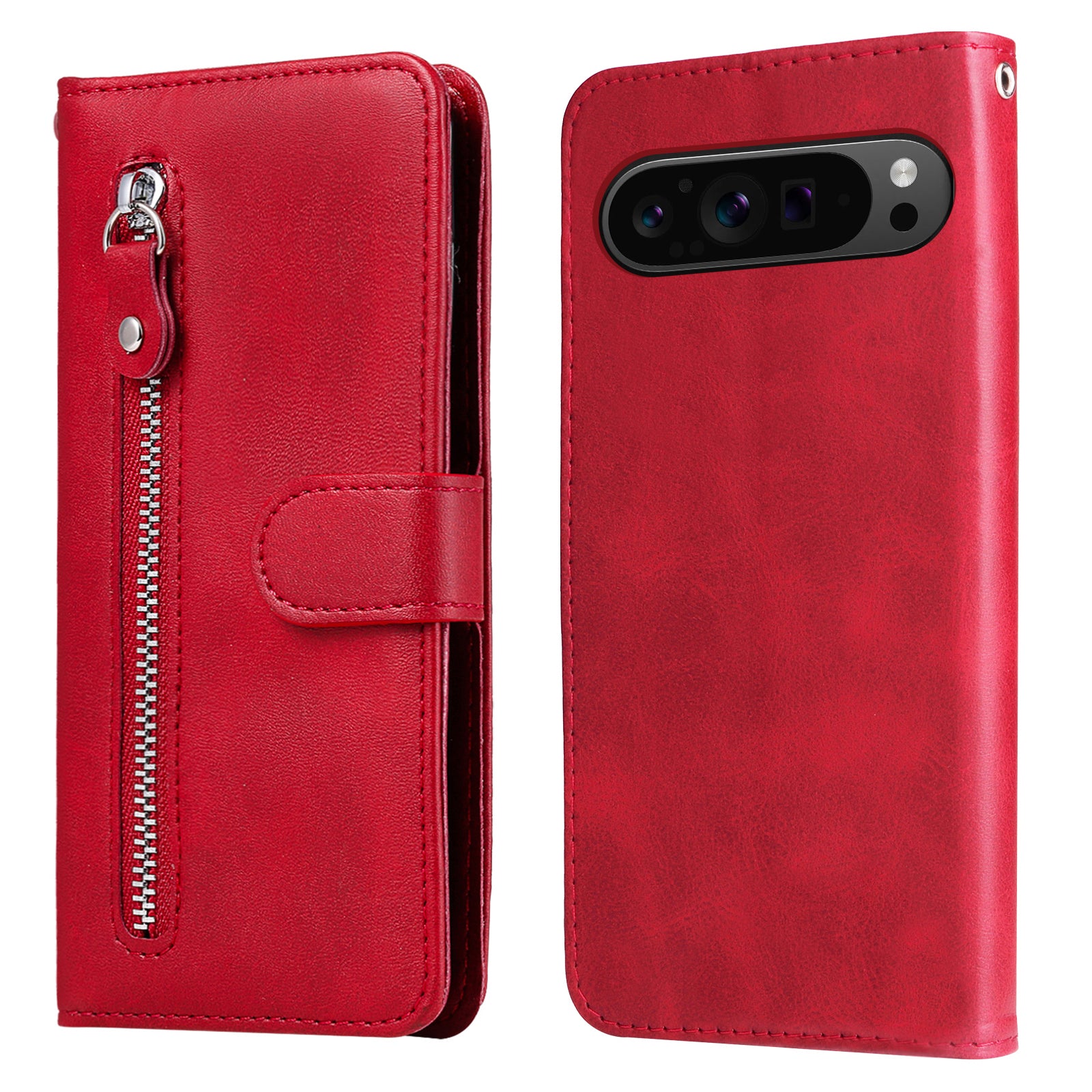 For Google Pixel 9 Pro Cell Phone Cases Zipper Pocket Leather Shockproof Cover