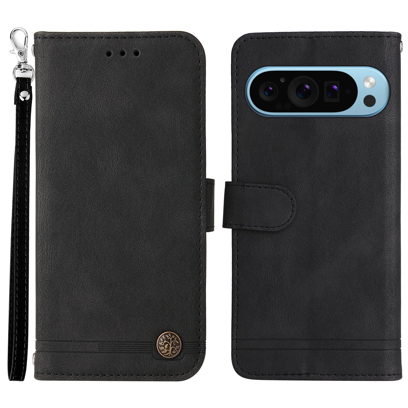 For Google Pixel 9 Leather Wallet Case Stand Phone Cover Skin-touch Texture