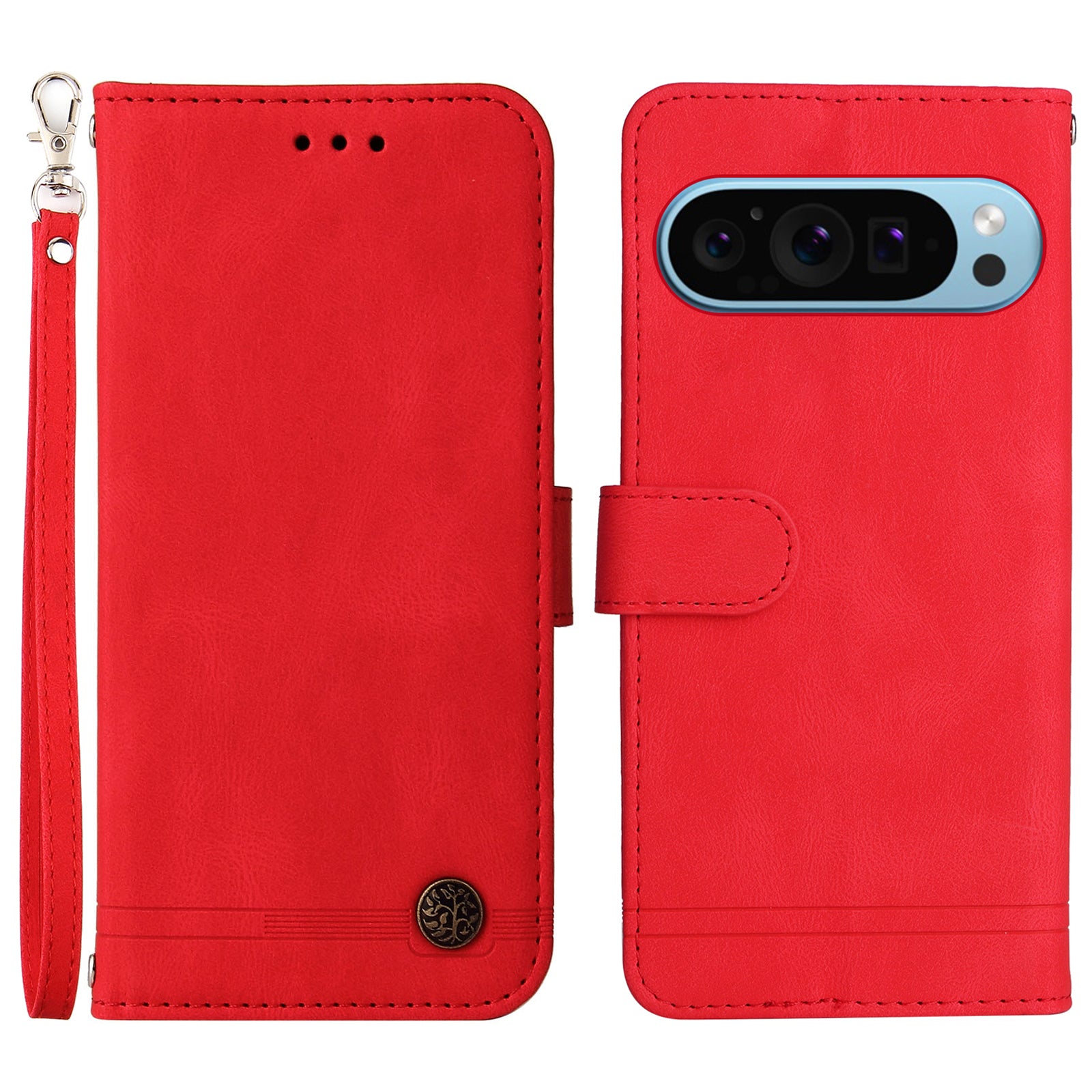 For Google Pixel 9 Leather Wallet Case Stand Phone Cover Skin-touch Texture