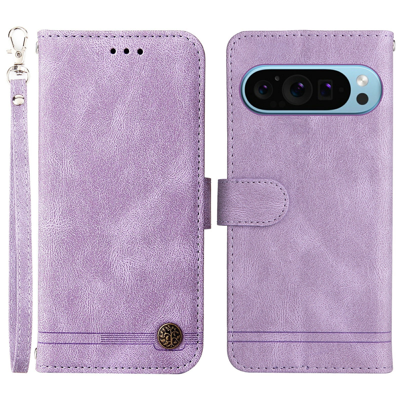 For Google Pixel 9 Leather Wallet Case Stand Phone Cover Skin-touch Texture