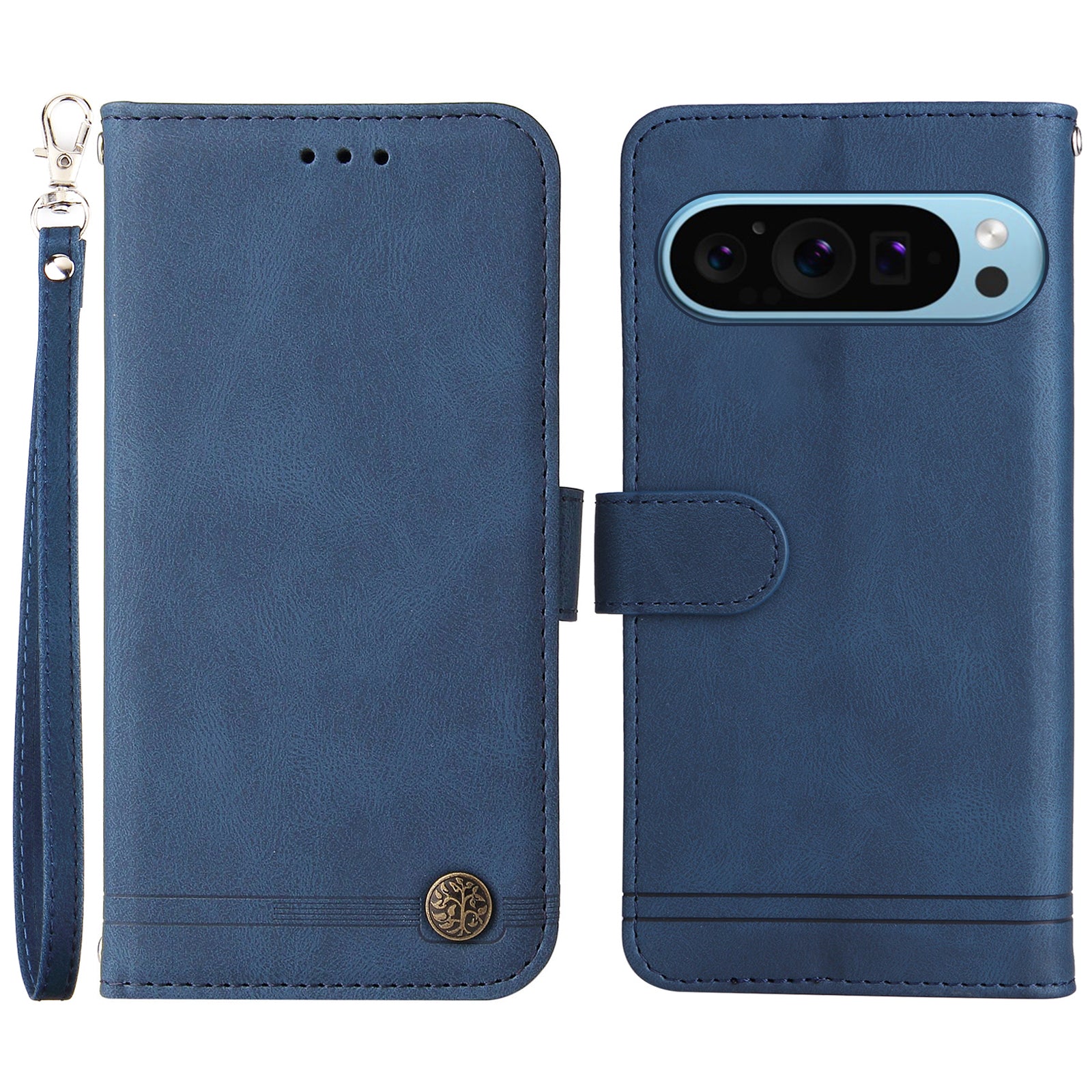 For Google Pixel 9 Leather Wallet Case Stand Phone Cover Skin-touch Texture