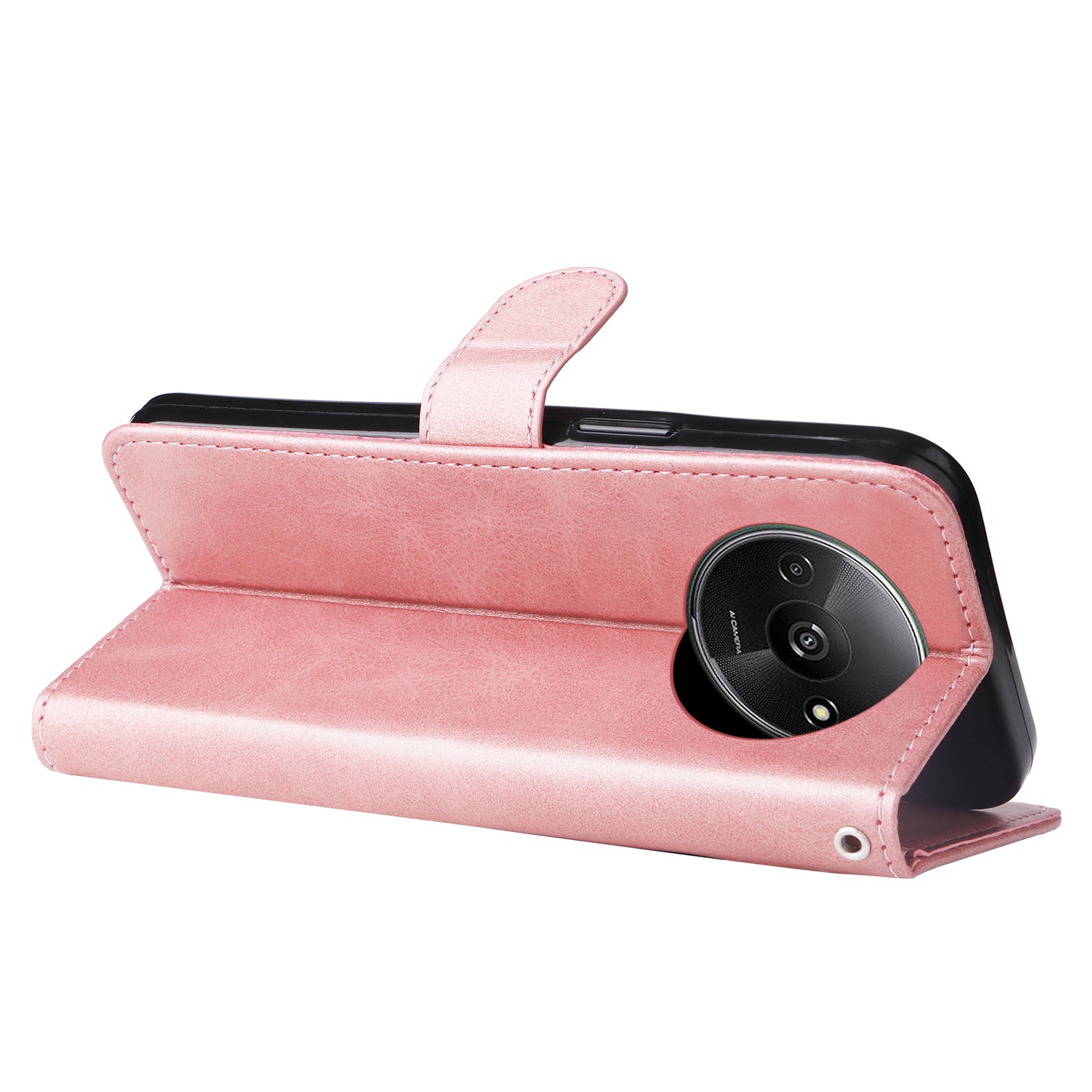 For Xiaomi Redmi A3 / Poco C61 4G Magnetic Case Zipper Pocket Phone Cover with Calf Texture