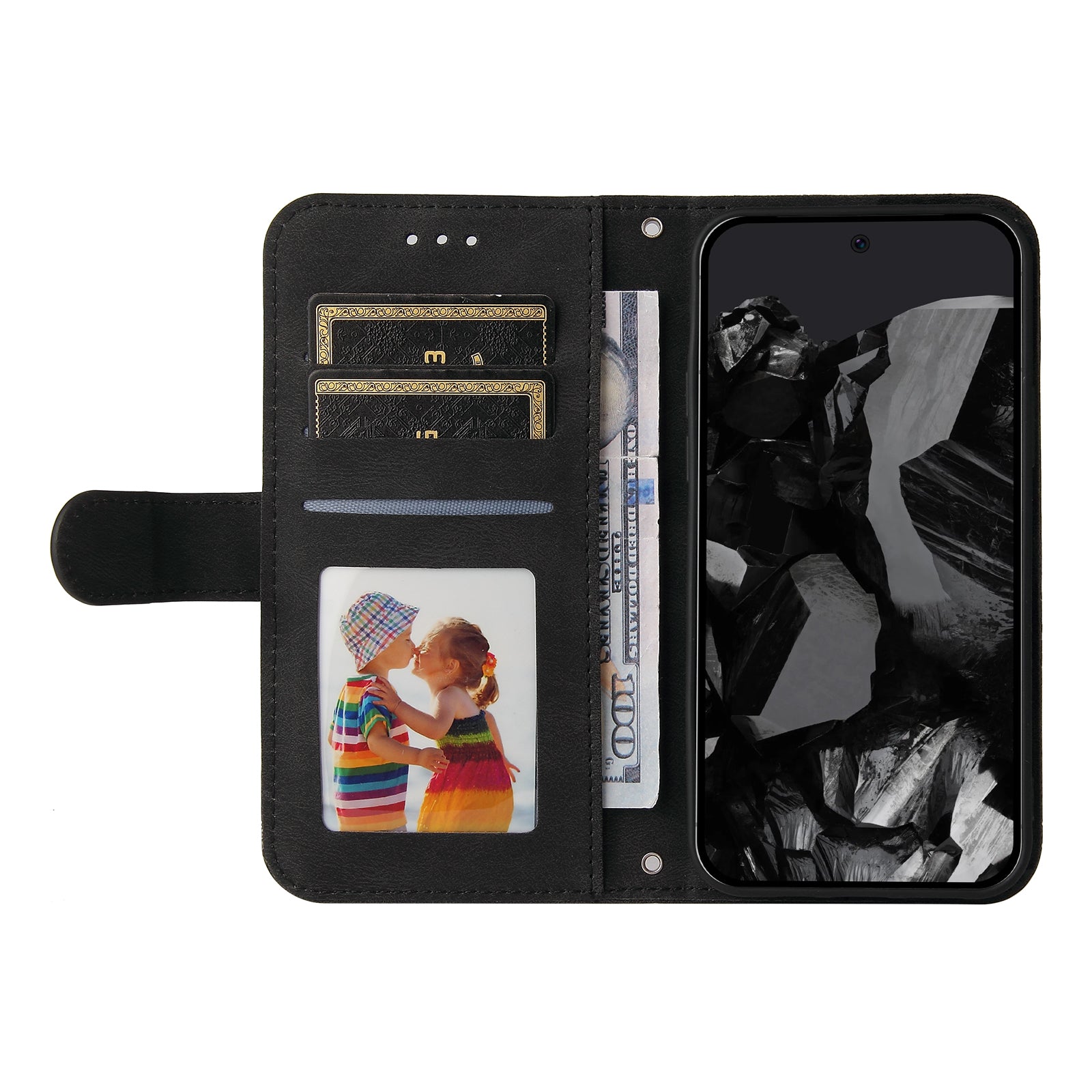 For Google Pixel 9 Pro Case Wallet PU Leather Phone Cover Lines Imprinted