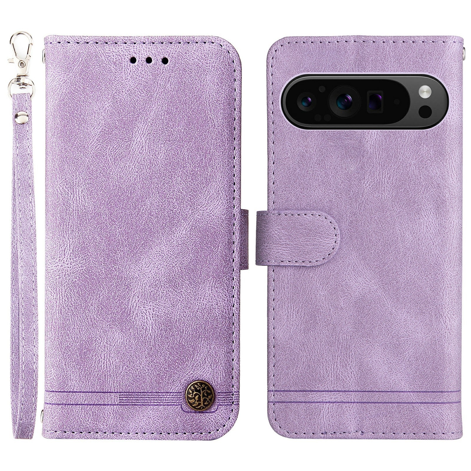 For Google Pixel 9 Pro Case Wallet PU Leather Phone Cover Lines Imprinted