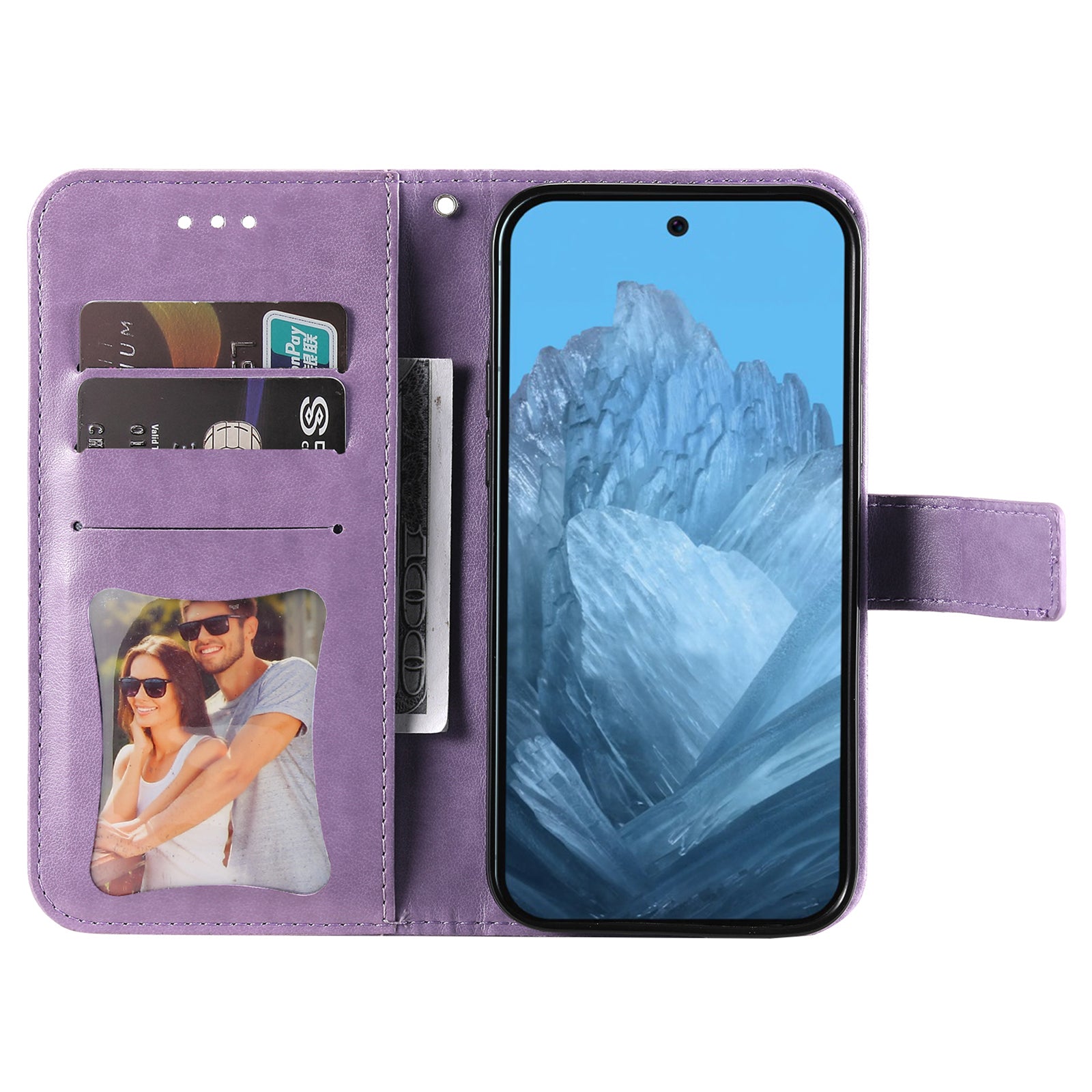 For Google Pixel 9 Cell Phone Cases Imprinted Flower Pattern Card Holder Cover