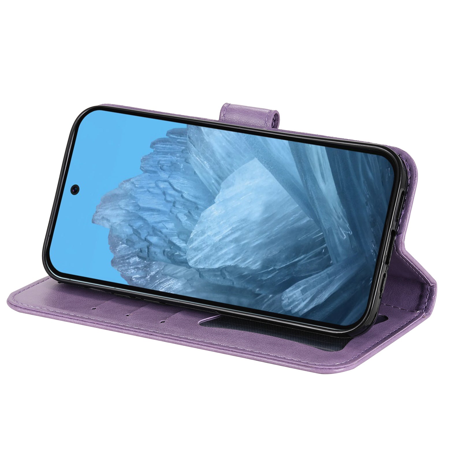 For Google Pixel 9 Cell Phone Cases Imprinted Flower Pattern Card Holder Cover