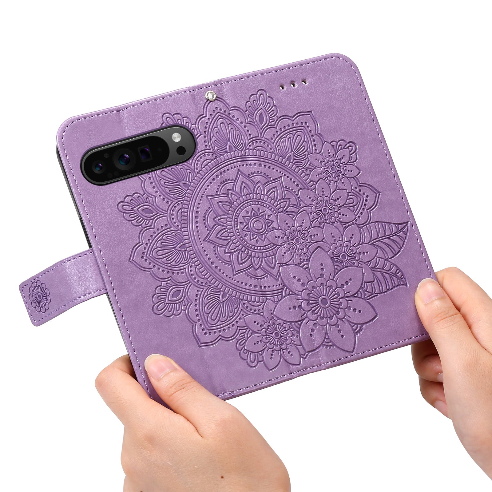 For Google Pixel 9 Pro Wallet Case Flower Pattern Folding Stand Leather Phone Cover