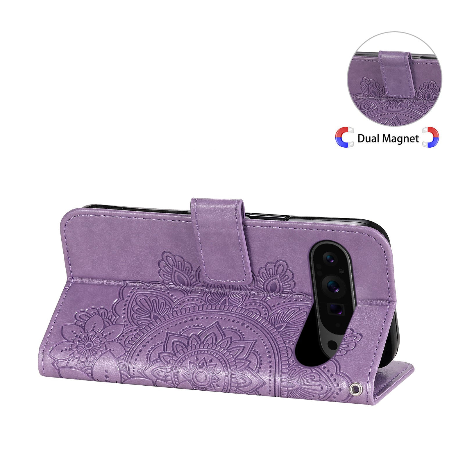 For Google Pixel 9 Pro Wallet Case Flower Pattern Folding Stand Leather Phone Cover