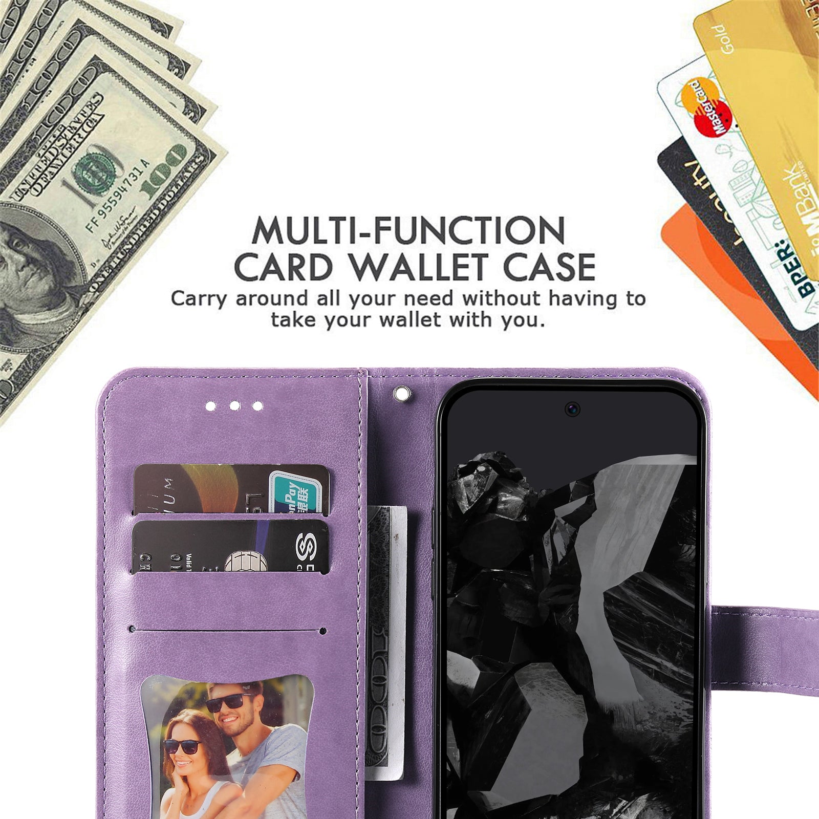 For Google Pixel 9 Pro Wallet Case Flower Pattern Folding Stand Leather Phone Cover