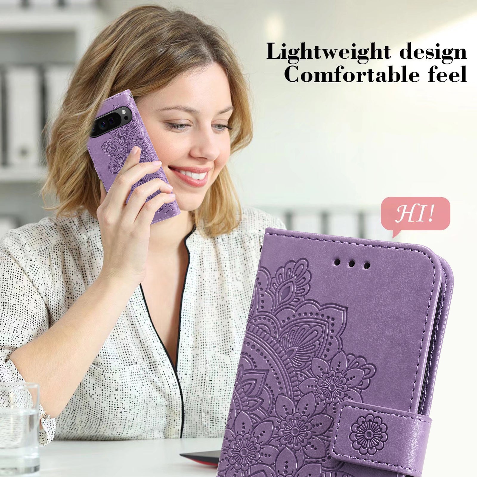 For Google Pixel 9 Pro Wallet Case Flower Pattern Folding Stand Leather Phone Cover